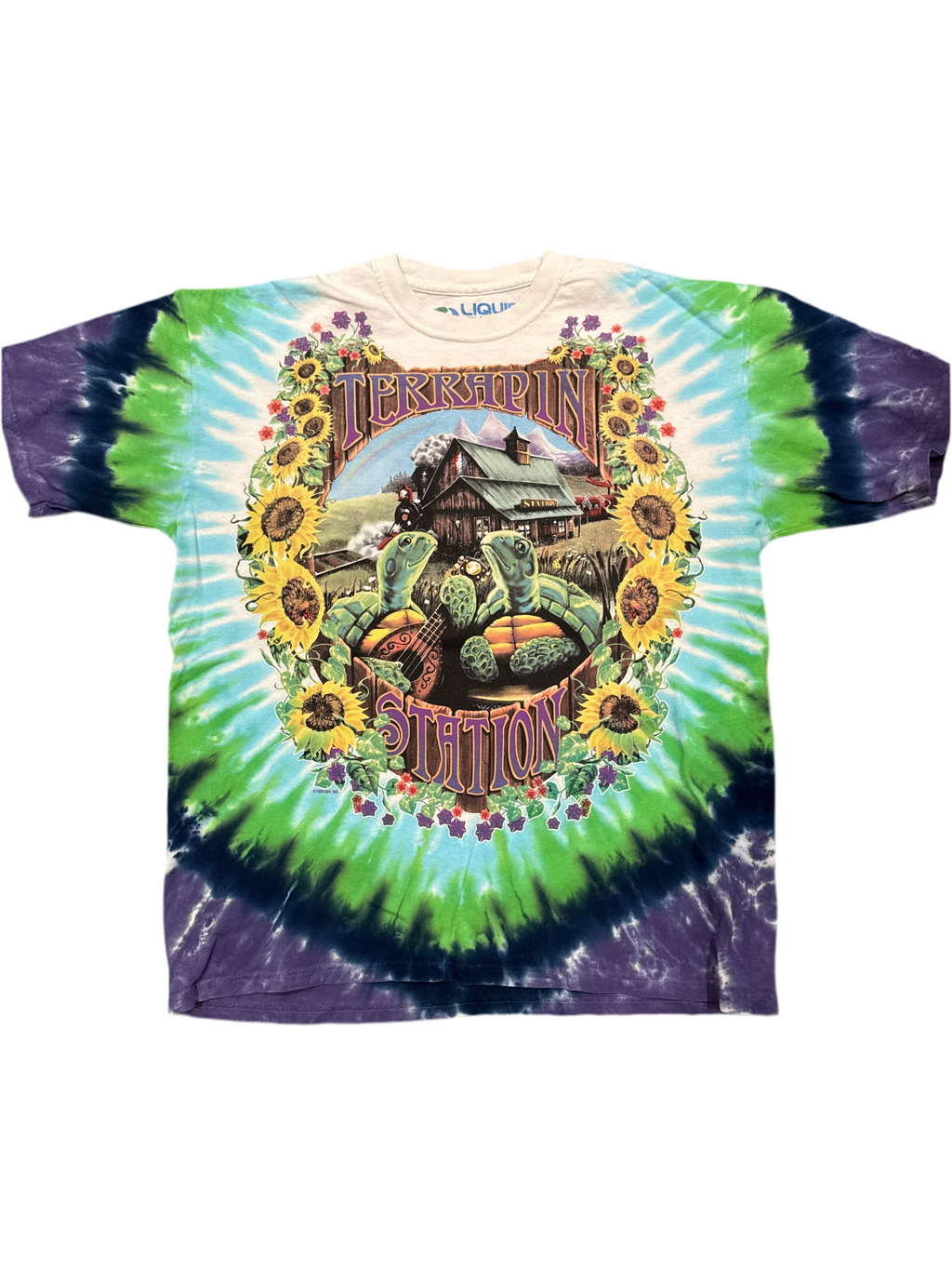 1999 Grateful Dead Terrapin Station Liquid Blue Tie Dye T-Shirt Large