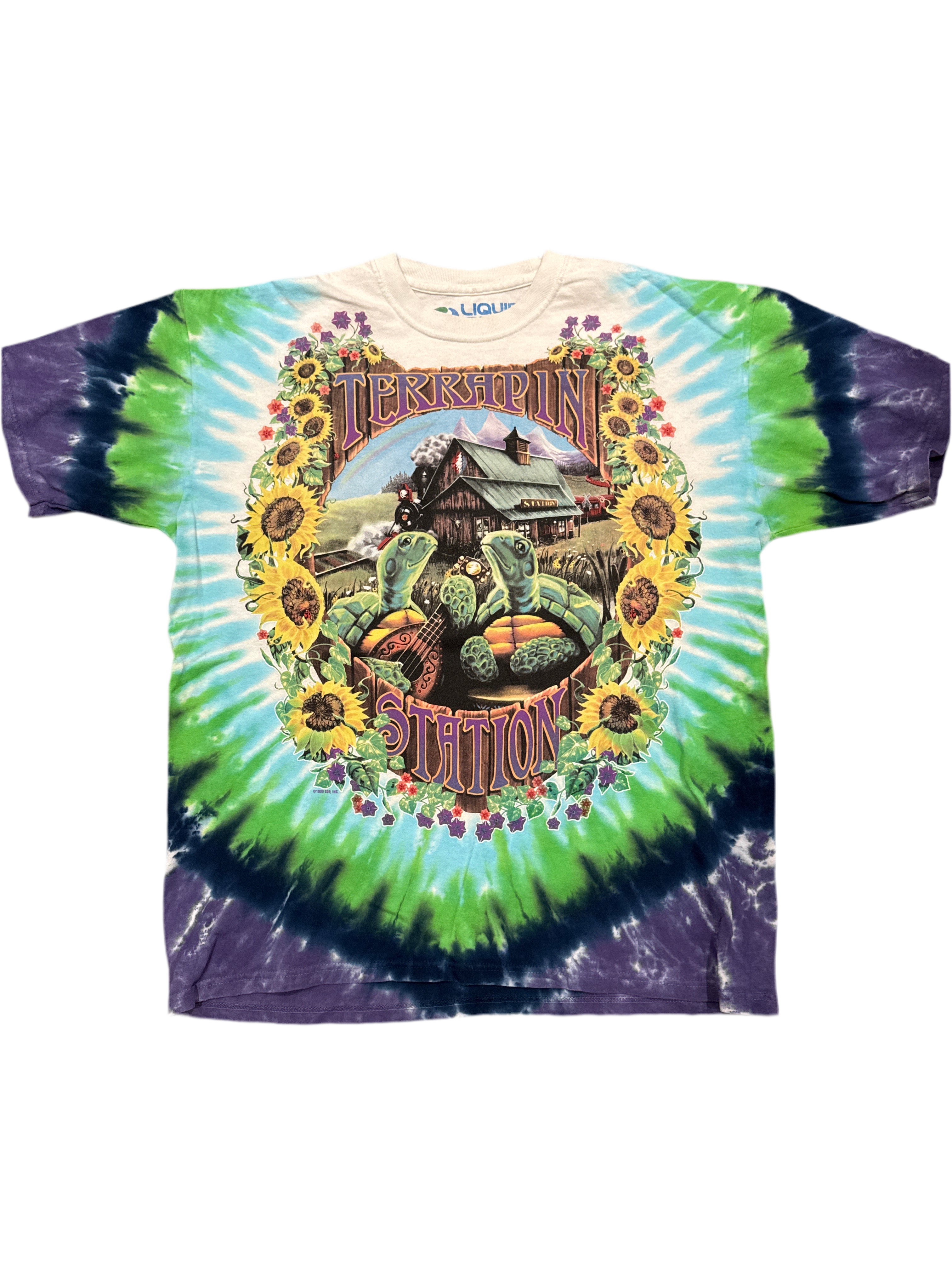 1999 Grateful Dead Terrapin Station Liquid Blue Tie Dye T-Shirt Large
