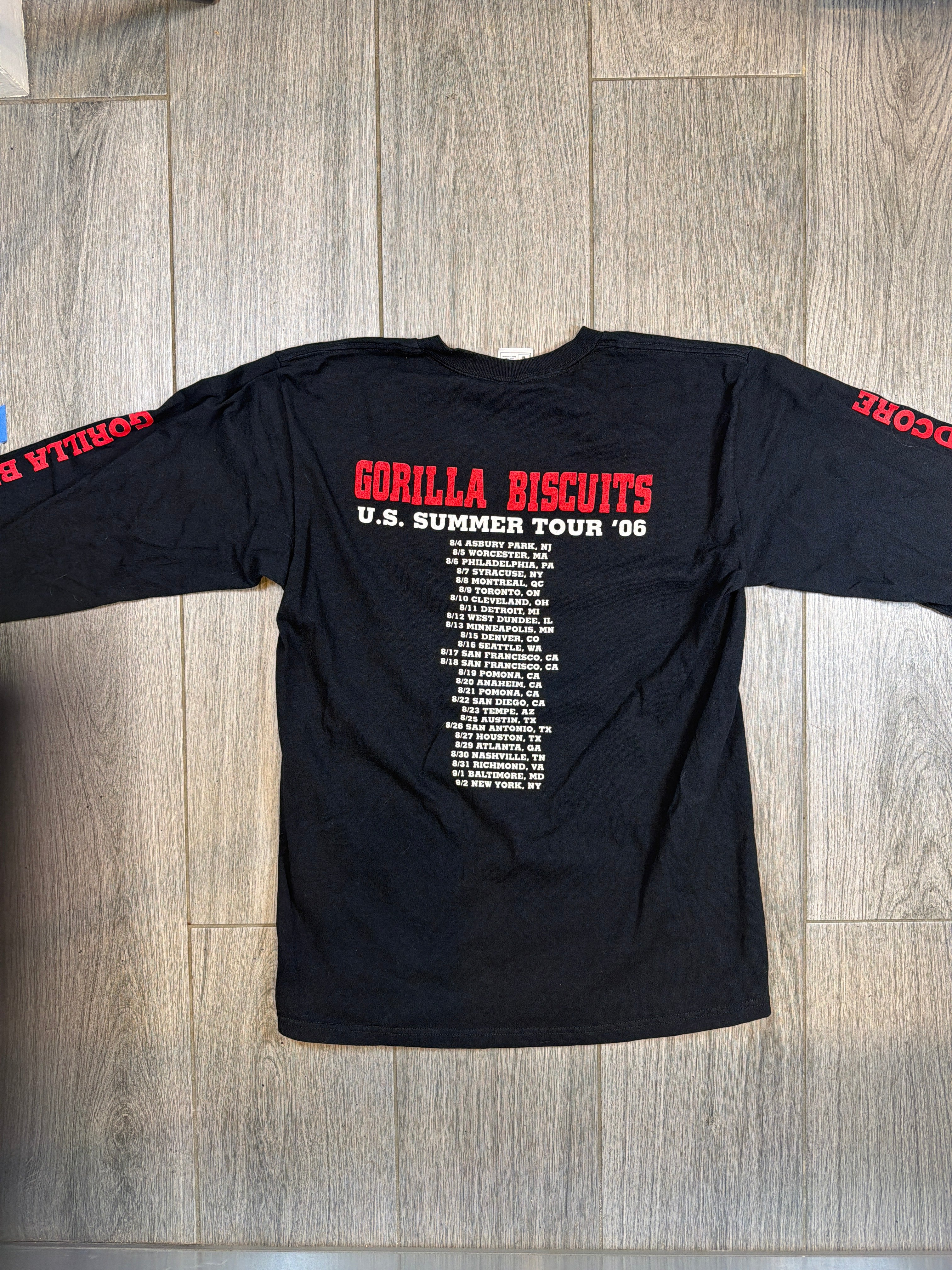 2006 Gorilla Biscuits US Summer Tour NYHC Long Sleeve Black T-Shirt Medium