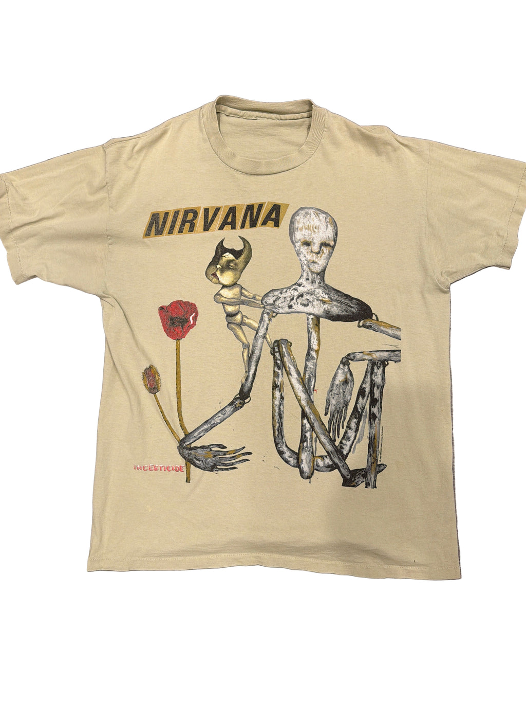 1993 Nirvana Incesticide Kurt Cobain Thrashed T-Shirt XL