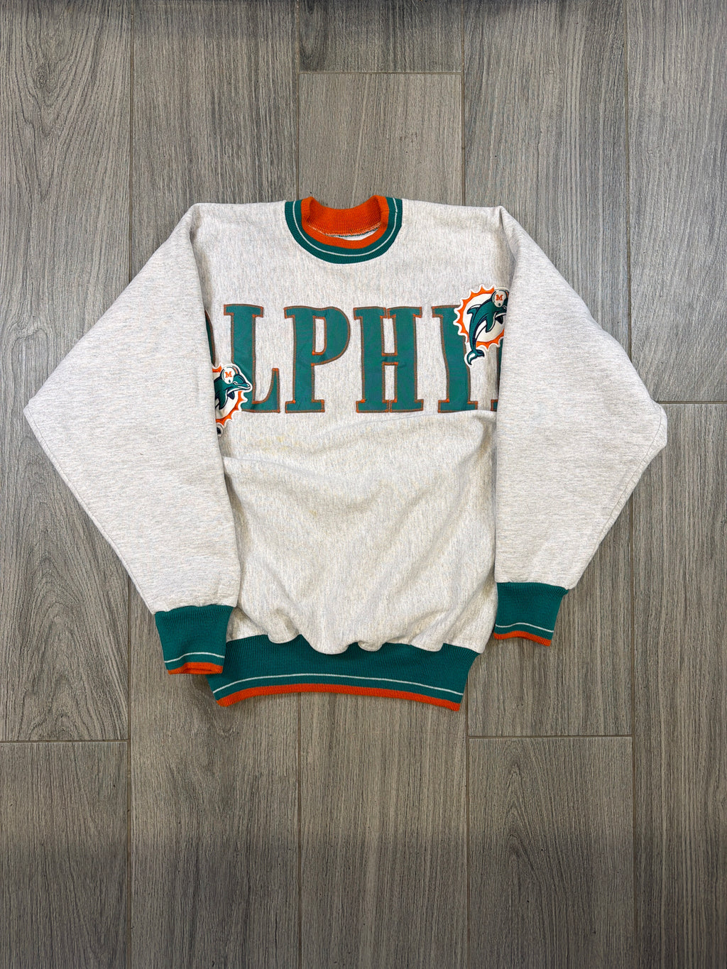 Miami Dolphins Spellout 90s Crewneck Sweater XL