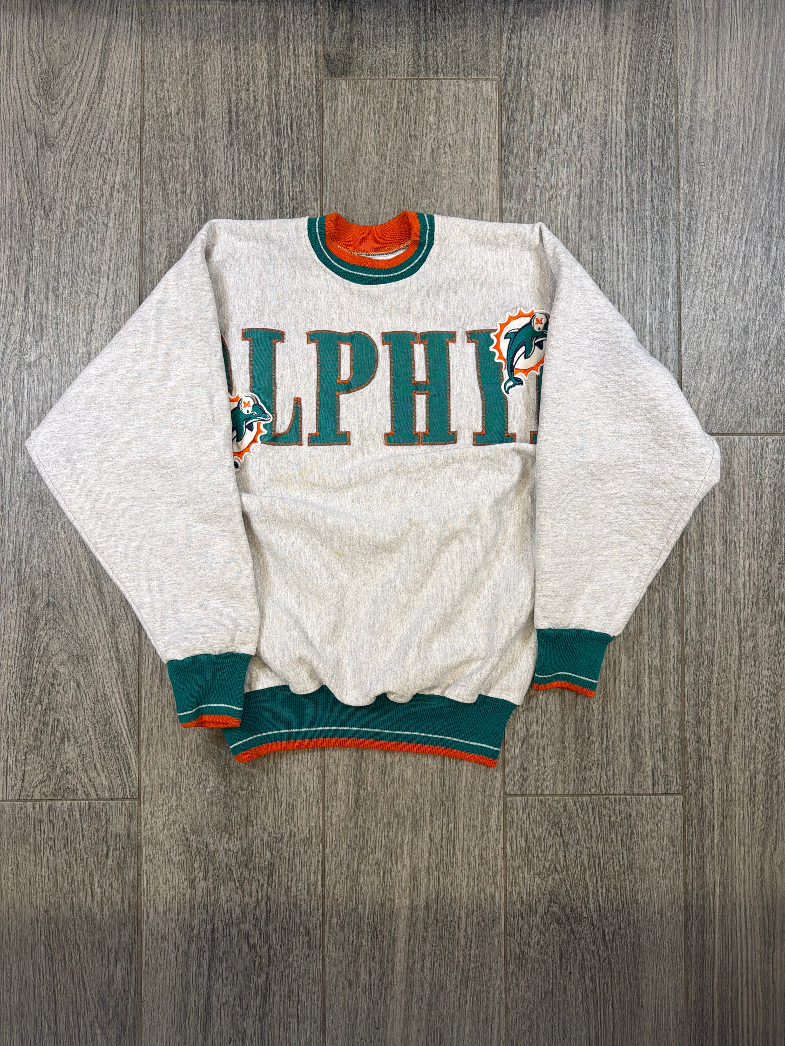 Miami Dolphins Spellout 90s Crewneck Sweater XL