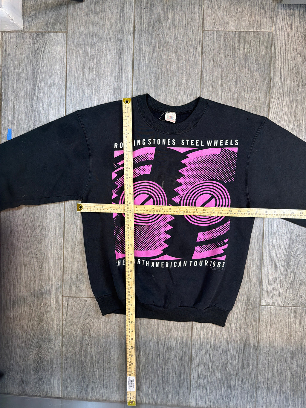 1989 Rolling Stones 'Steel Wheels' Tour Crewneck Sweater Black XL
