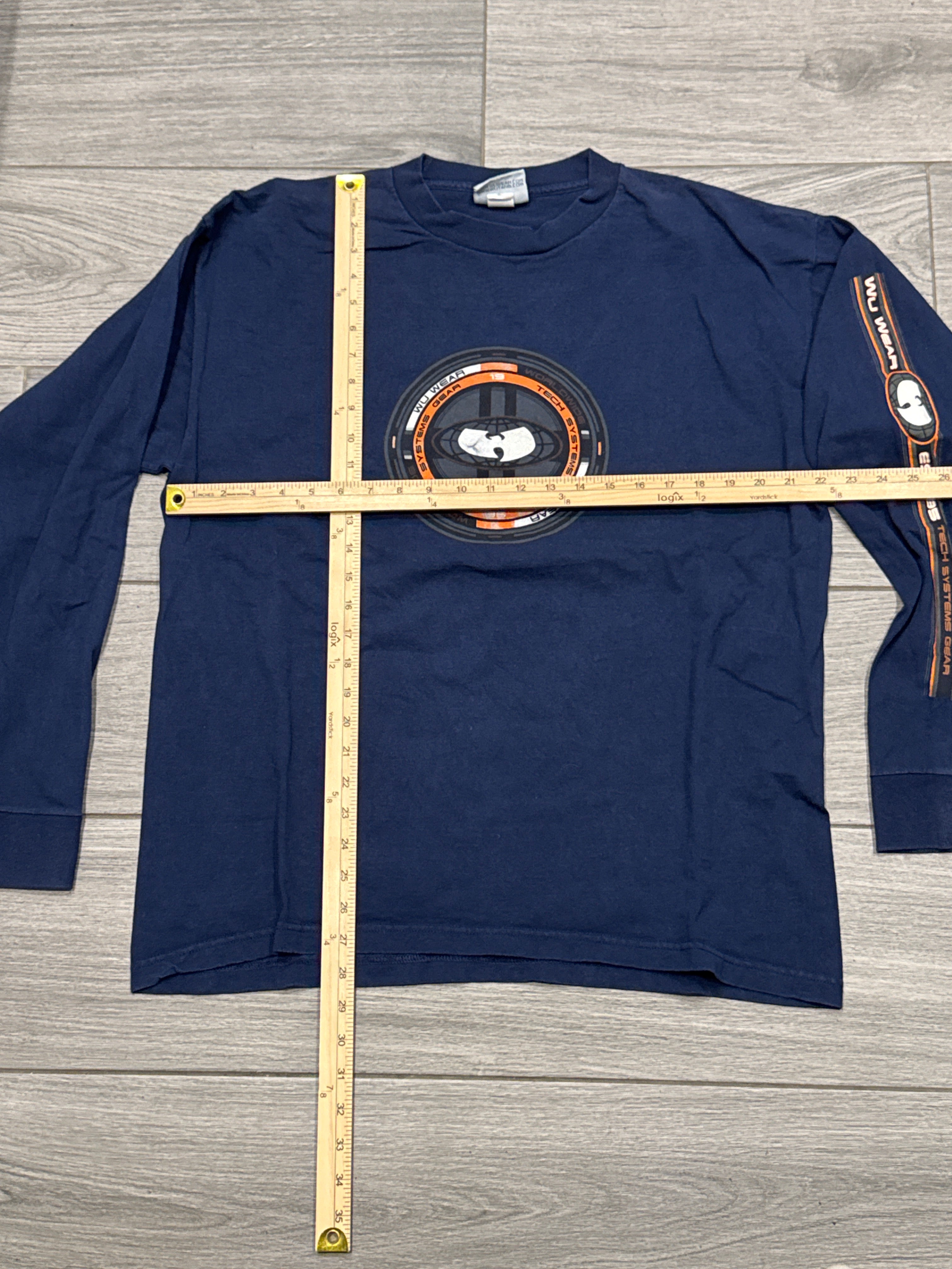 90s Wu Tang Wu Wear Tech Systems Long Sleeve Blue T-Shirt XL