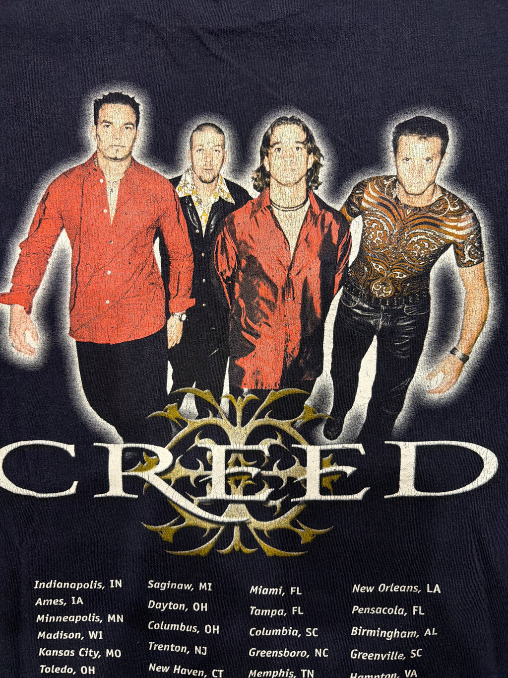 1999 Creed Band T-Shirt Blue XL Tour Double Sided