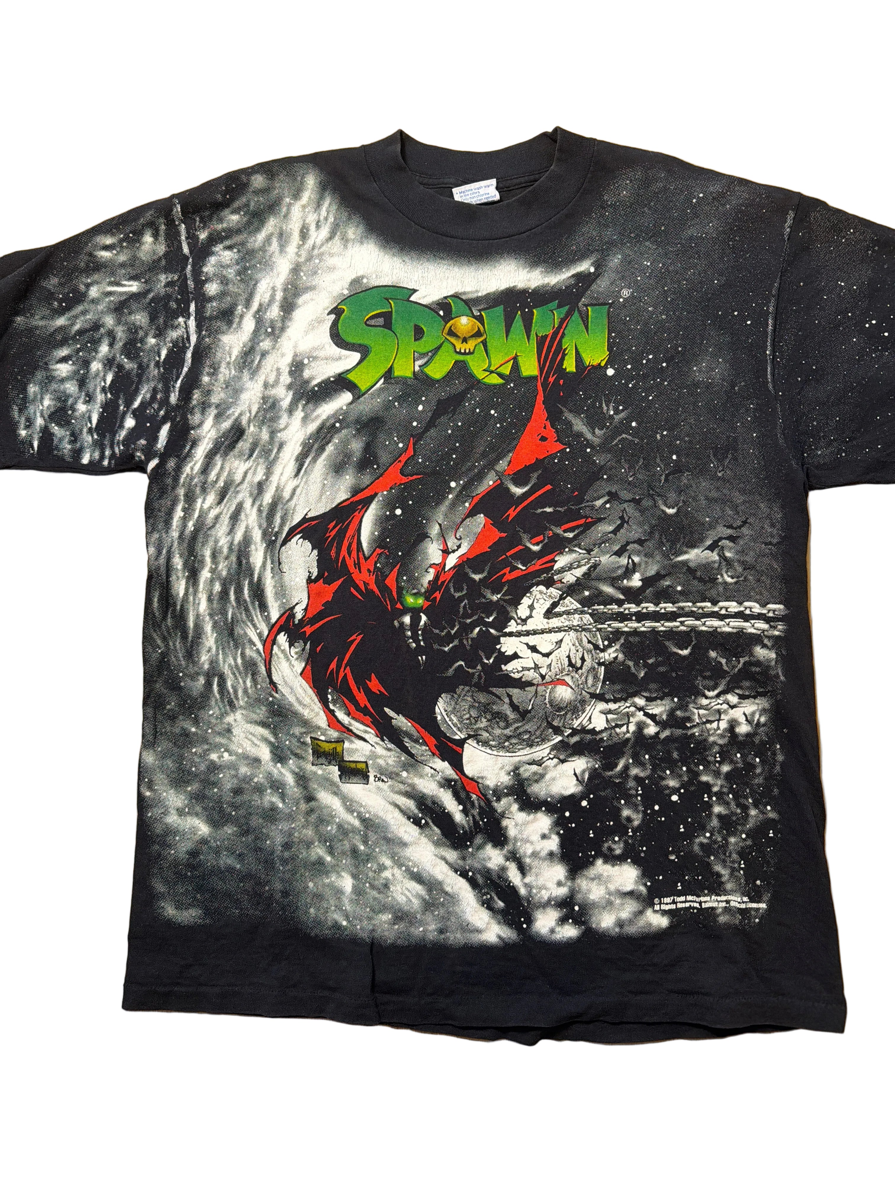 Spawn Vintage 1997 AOP All Over Print Allsport Black T-Shirt XL