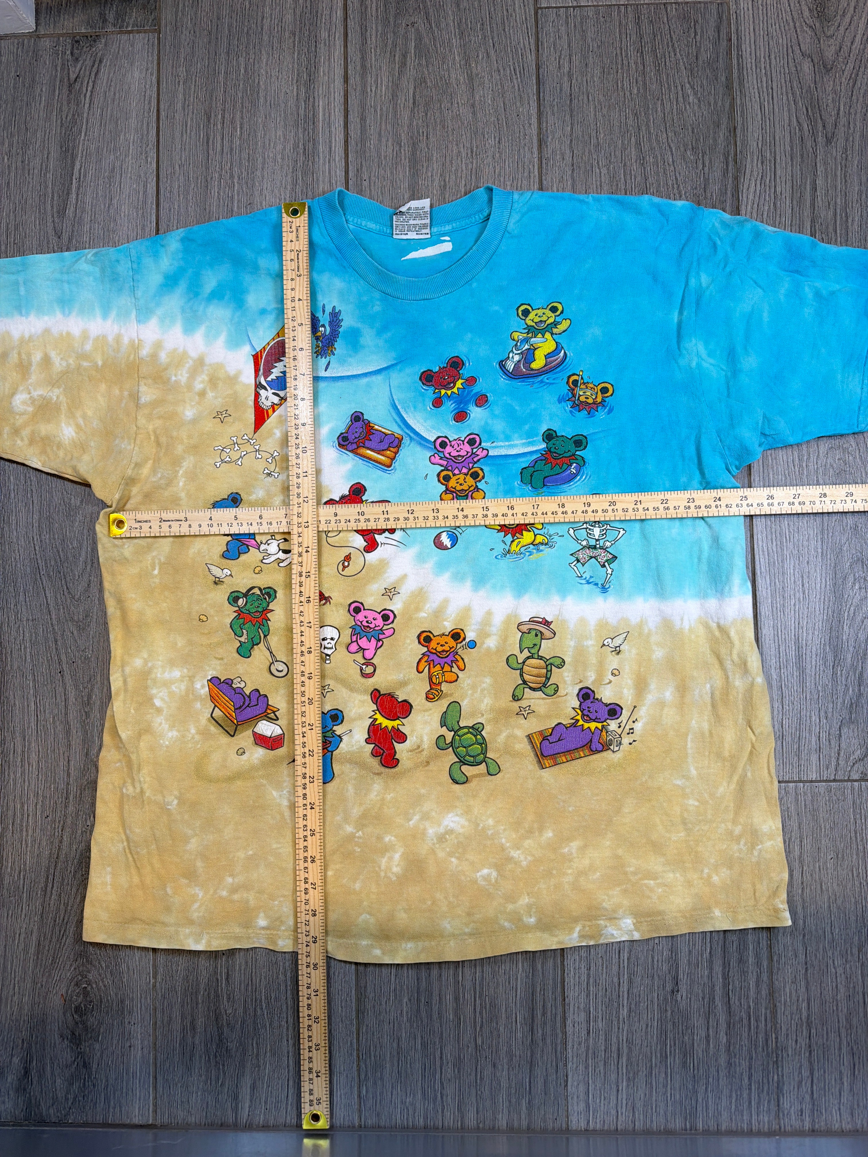 90s Grateful Dead Beach Liquid Blue Tie Dye T-Shirt XXL