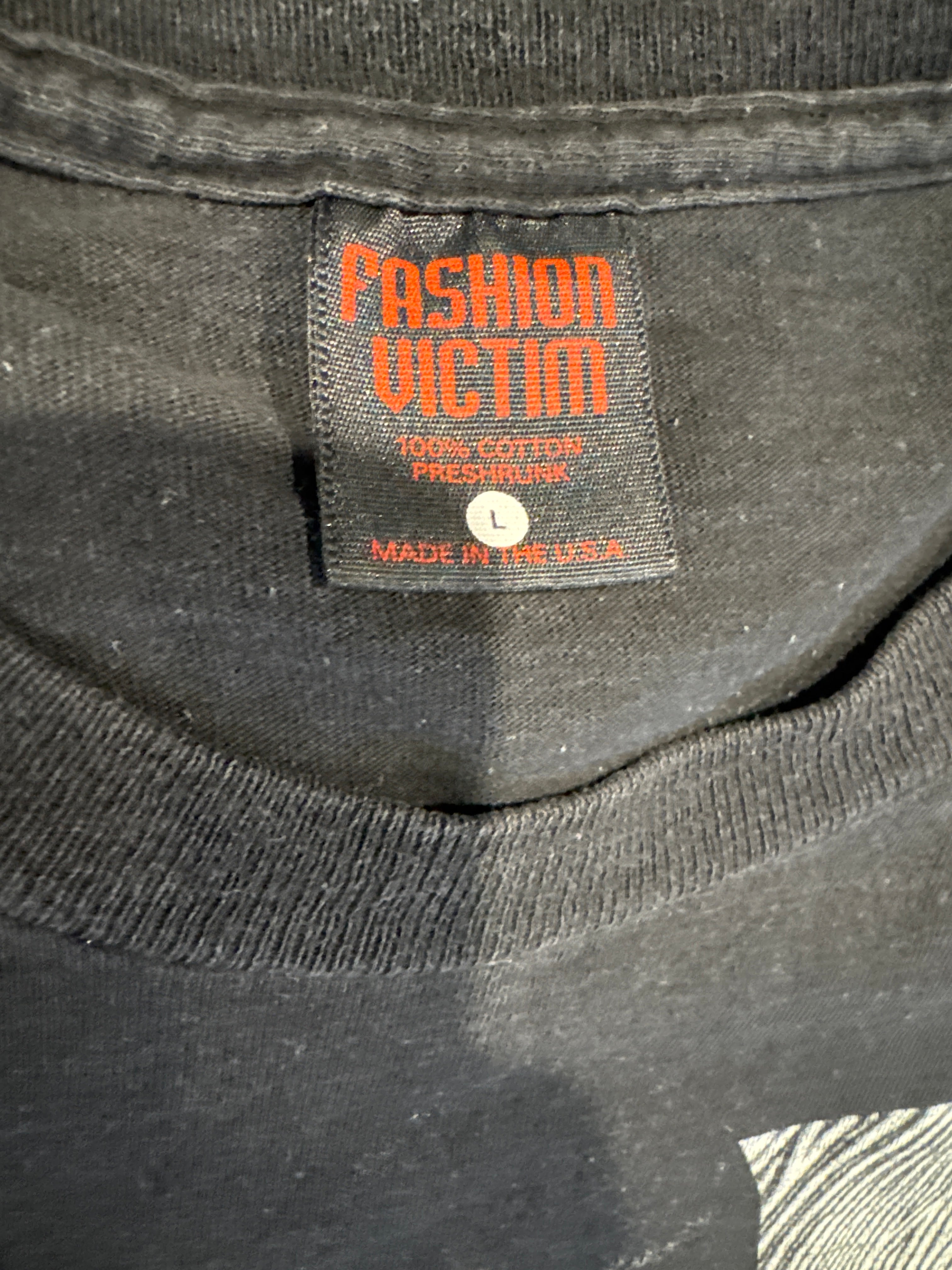 1998 Fashion Victim Bettie Page Pinup Black T-Shirt XL