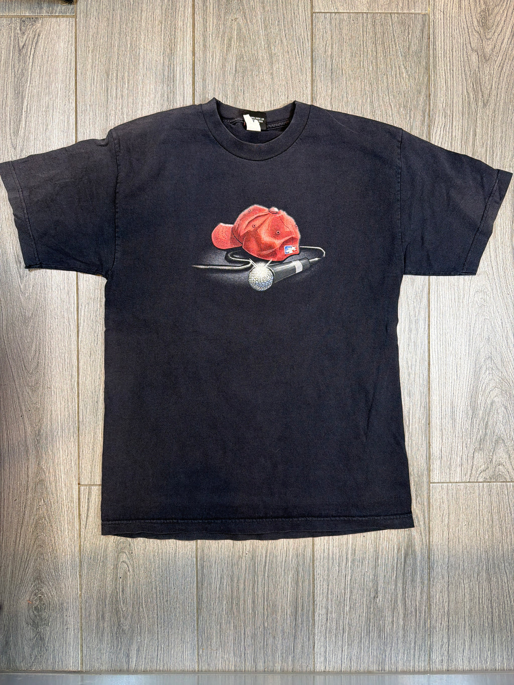 00s Limp Bizkit Fred Durst NY Hat and Microphone Double Sided T-Shirt XL