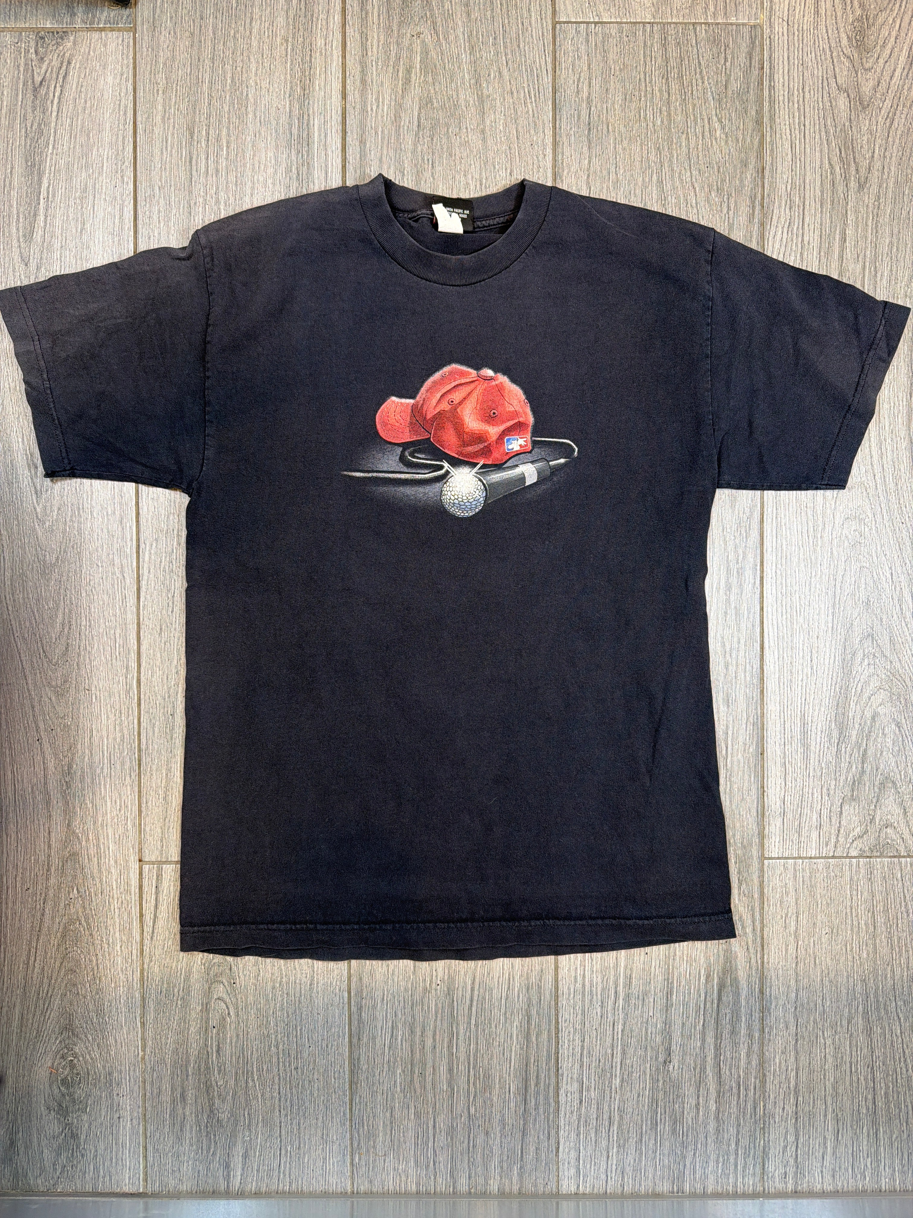 00s Limp Bizkit Fred Durst NY Hat and Microphone Double Sided T-Shirt XL