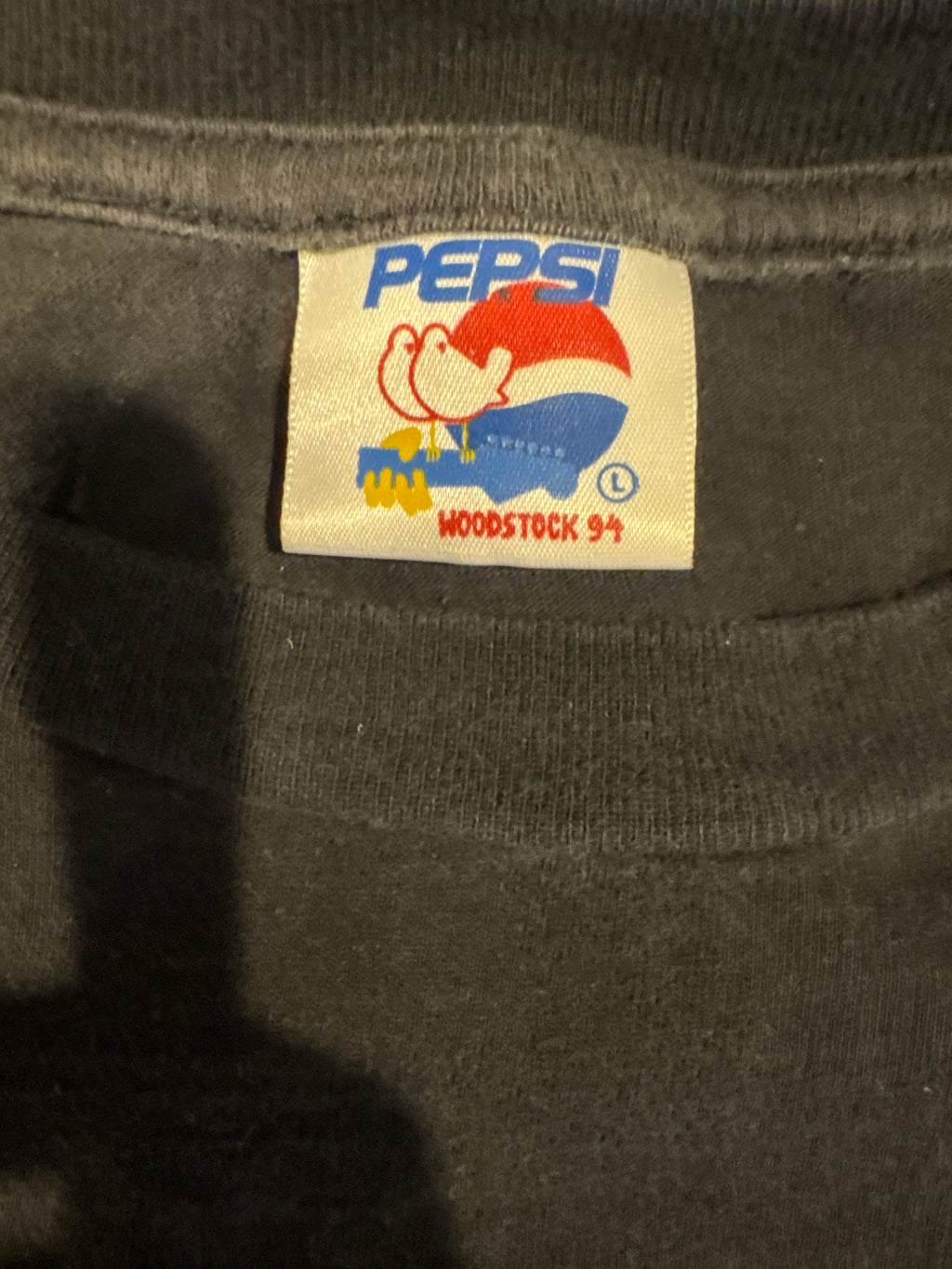 1994 Pepsi Woodstock 94 Full Band List Black T-Shirt Large