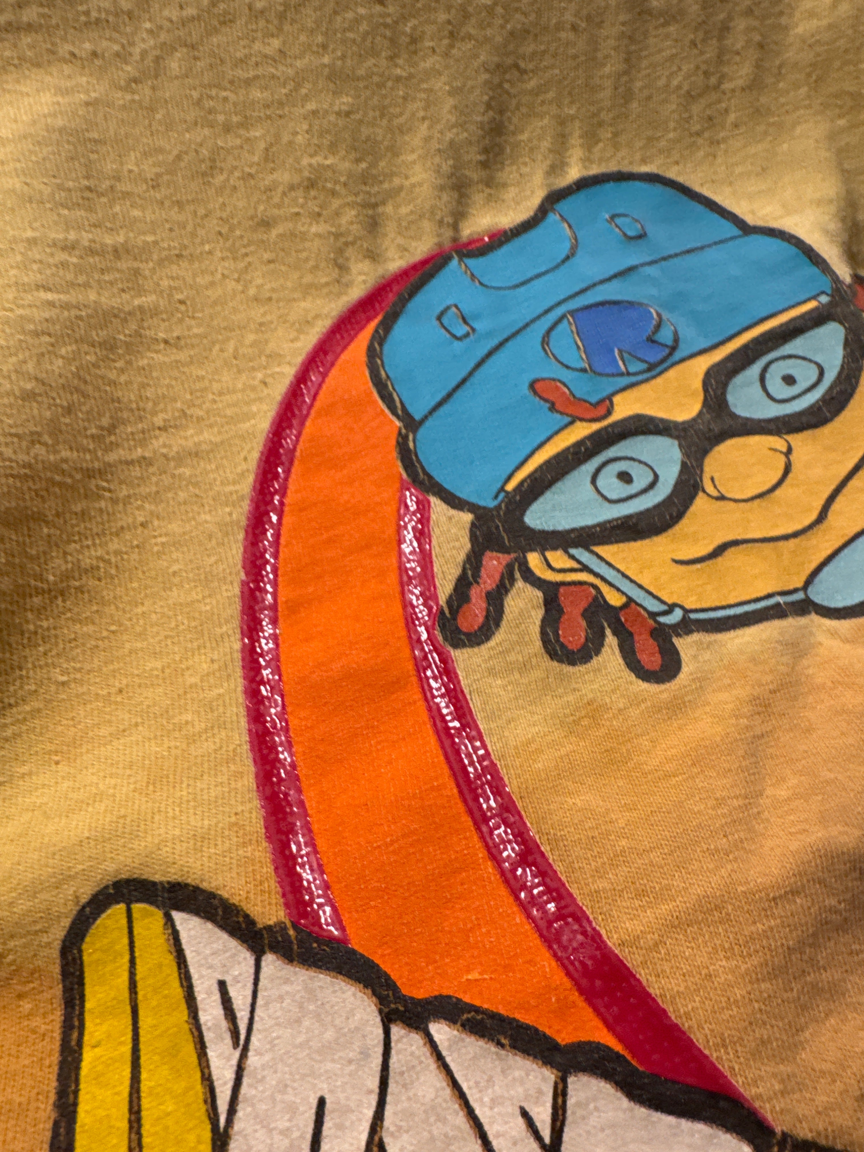 00’s Rocket Power Tie Dye Cut Tag Large Yellow Orange Roller Hockey Skateboard Shirt