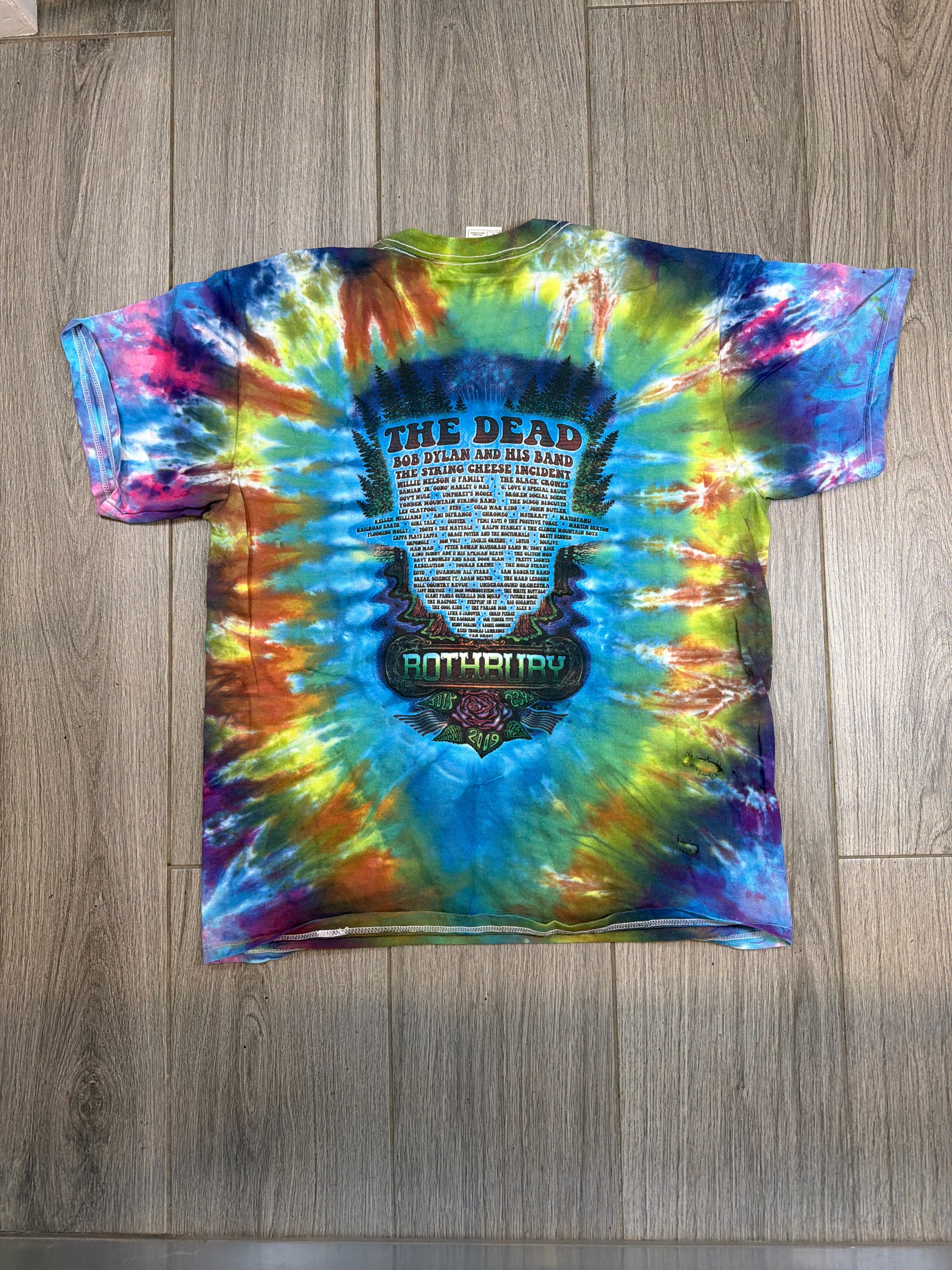 2009 Grateful Dead Dylan String Cheese Rothbury Tie Dye FOTL T-Shirt Large