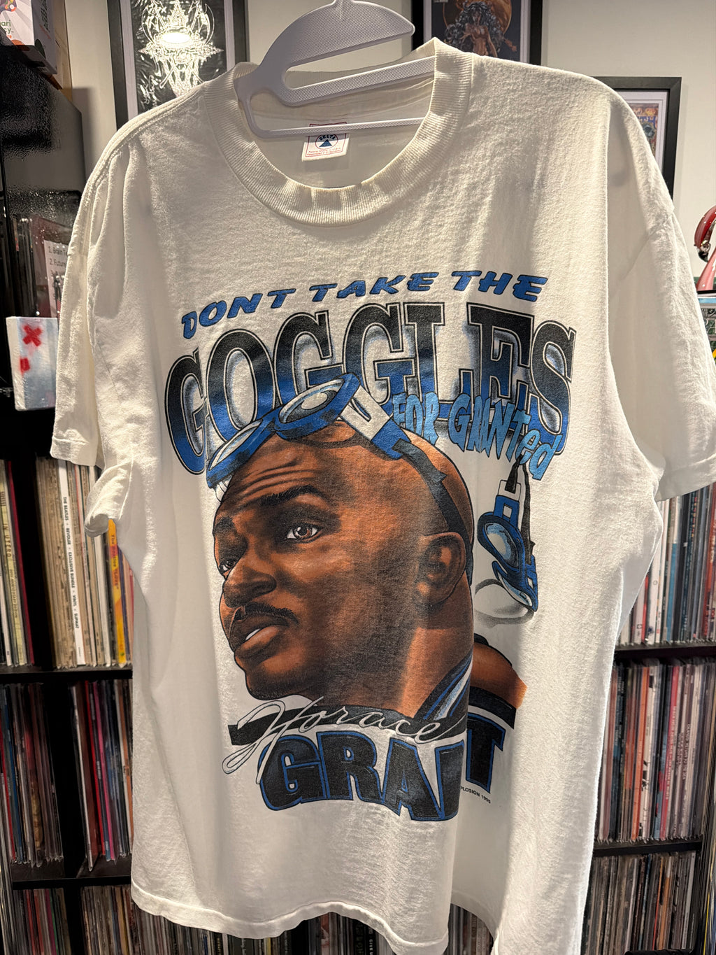 1995 Horace Grant Orlando Magic Goggles Delta L White T Shirt