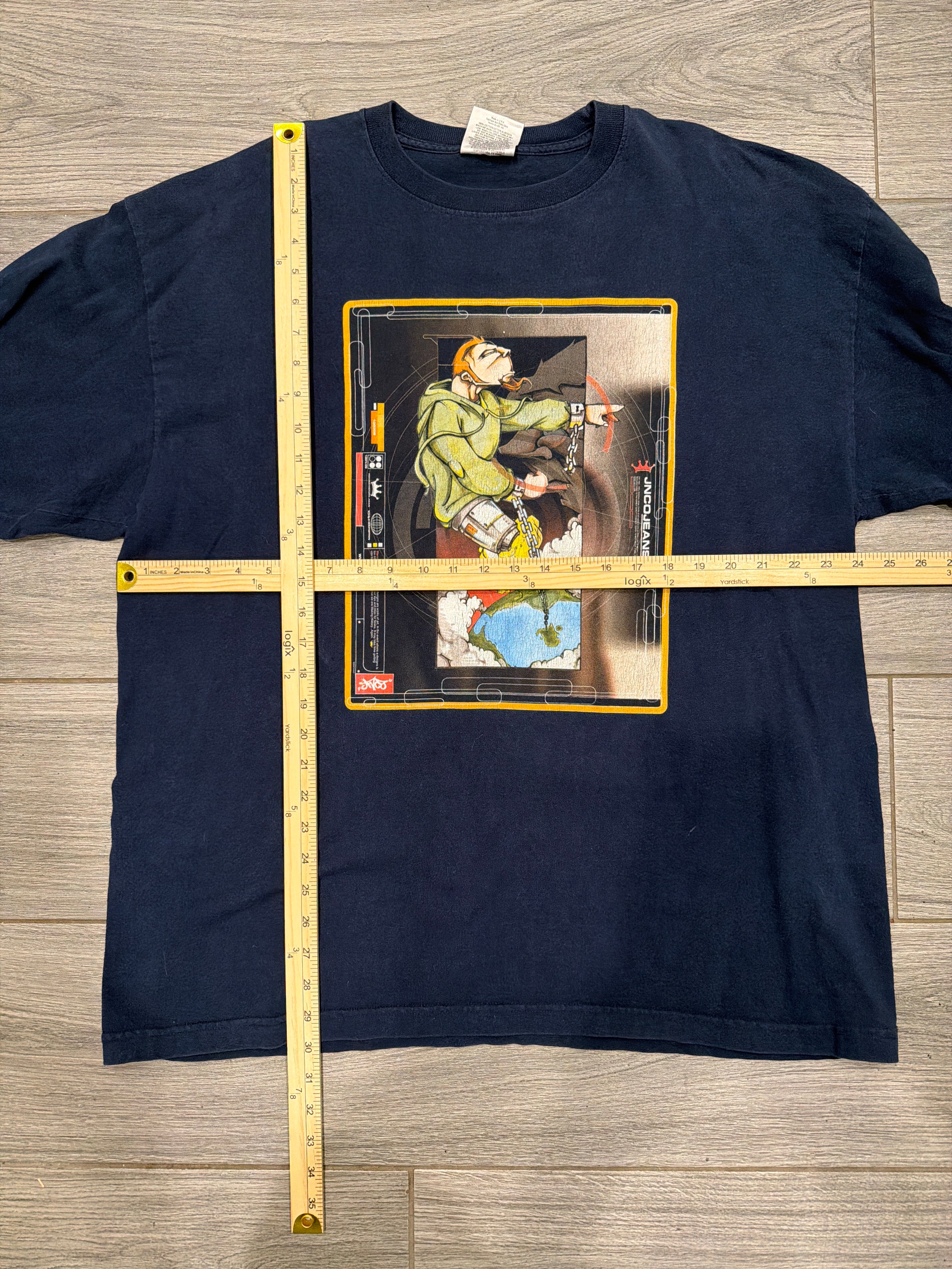 2000s Vintage JNCO Jeans Long Sleeve Blue Y2K USA T-Shirt XL