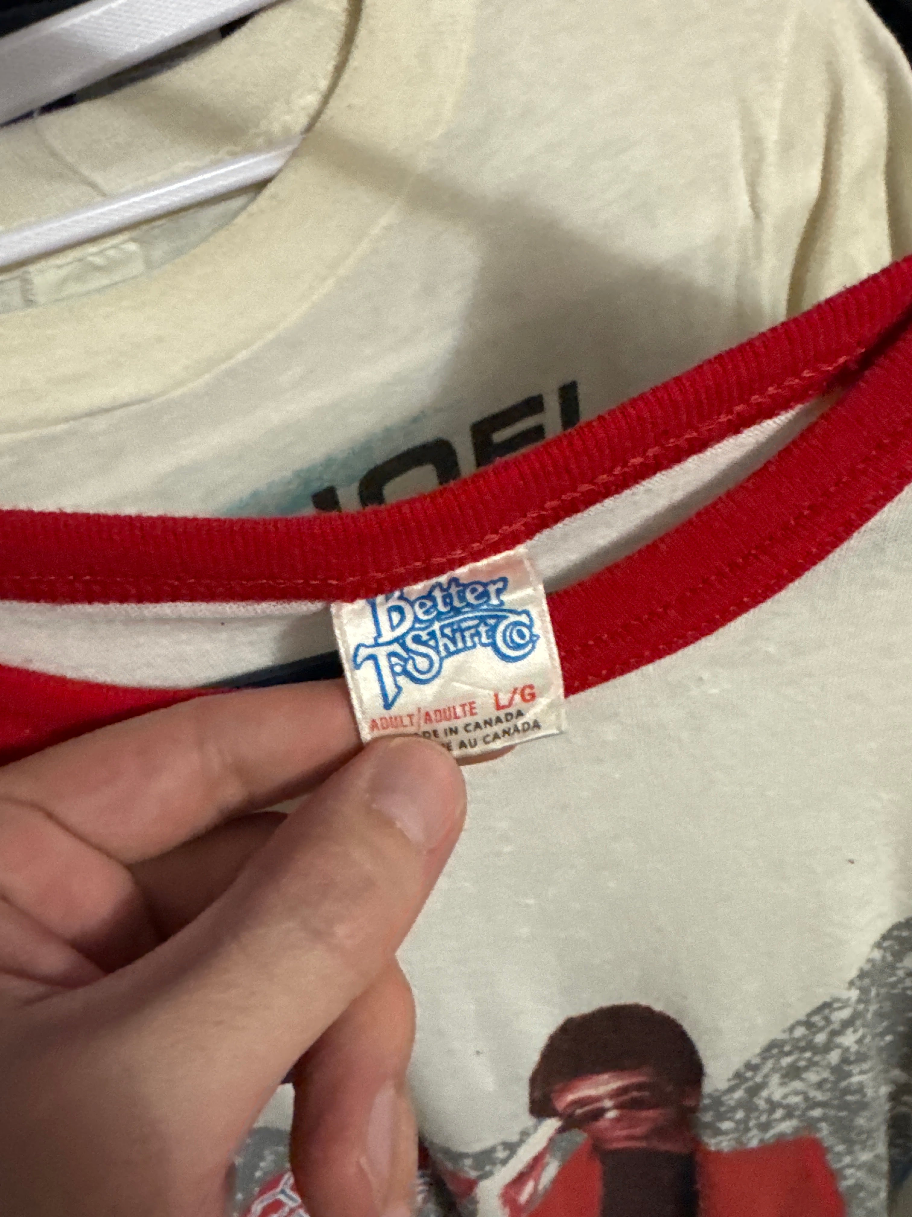 80s Huey Lewis and the News Better T-Shirt Raglan 3/4 Red/White Large