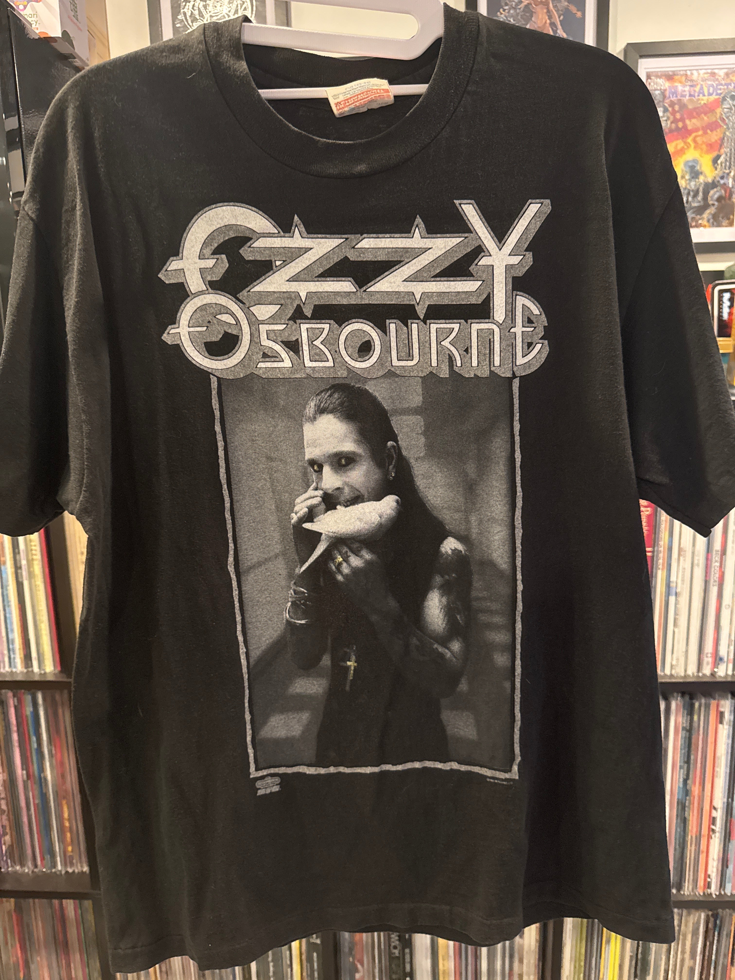 1992 Ozzy Osbourne Dove T-Shirt Black Large Metallic Single Stitch Costa Mesa