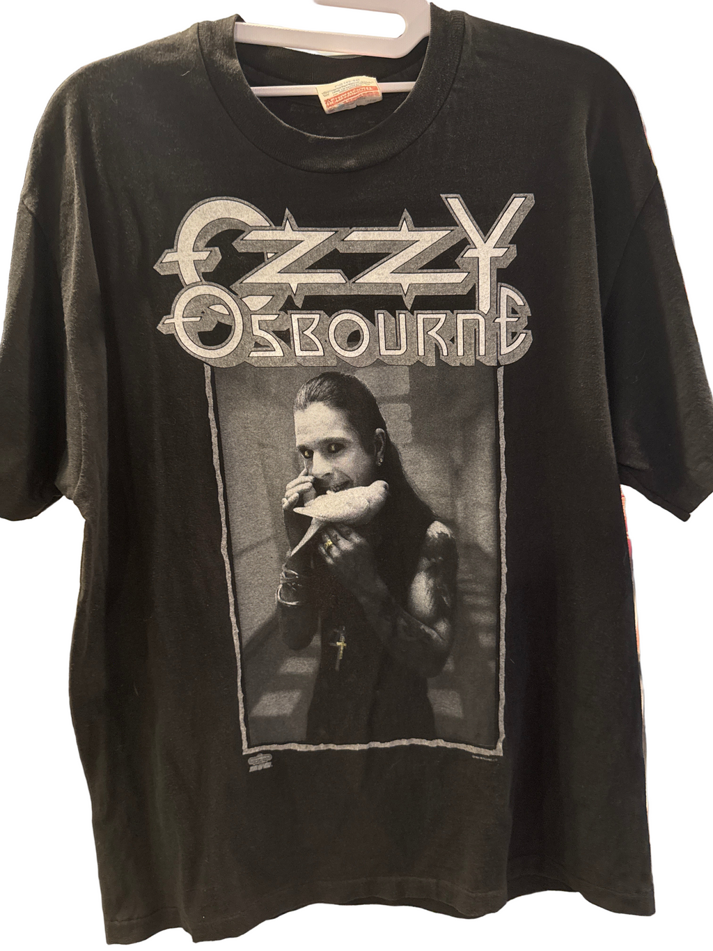 1992 Ozzy Osbourne Dove T-Shirt Black Large Metallic Single Stitch Costa Mesa