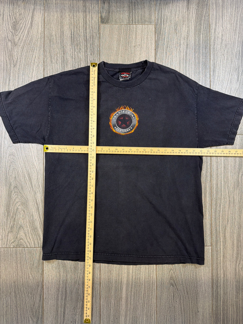 Orange County Choppers Flames Faded Black T-Shirt XL