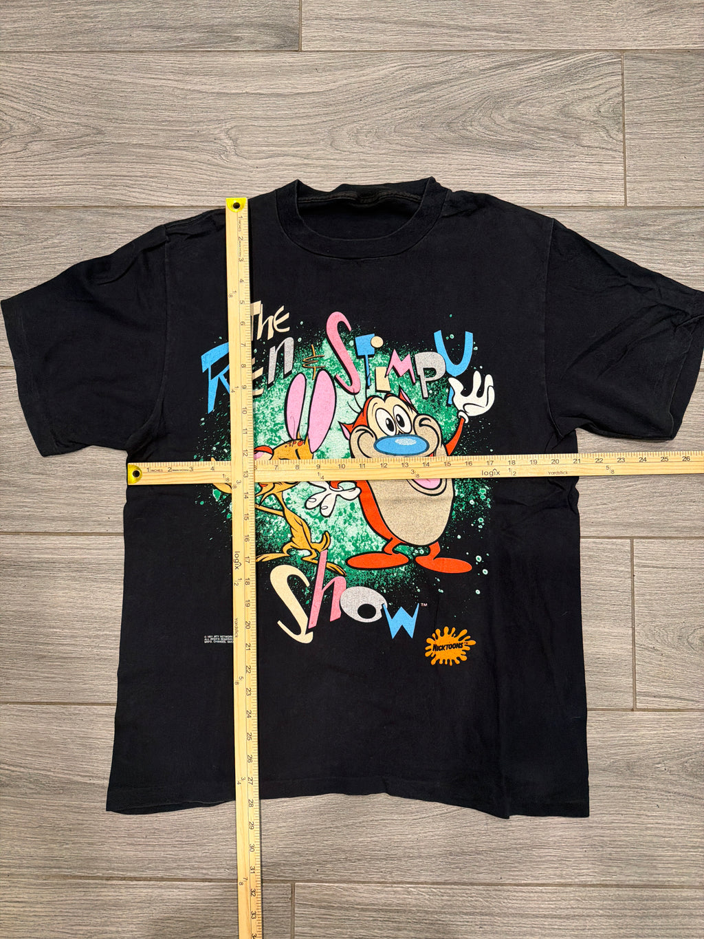 1991 Ren and Stimpy Show Nickelodeon MTV Black T-Shirt XL