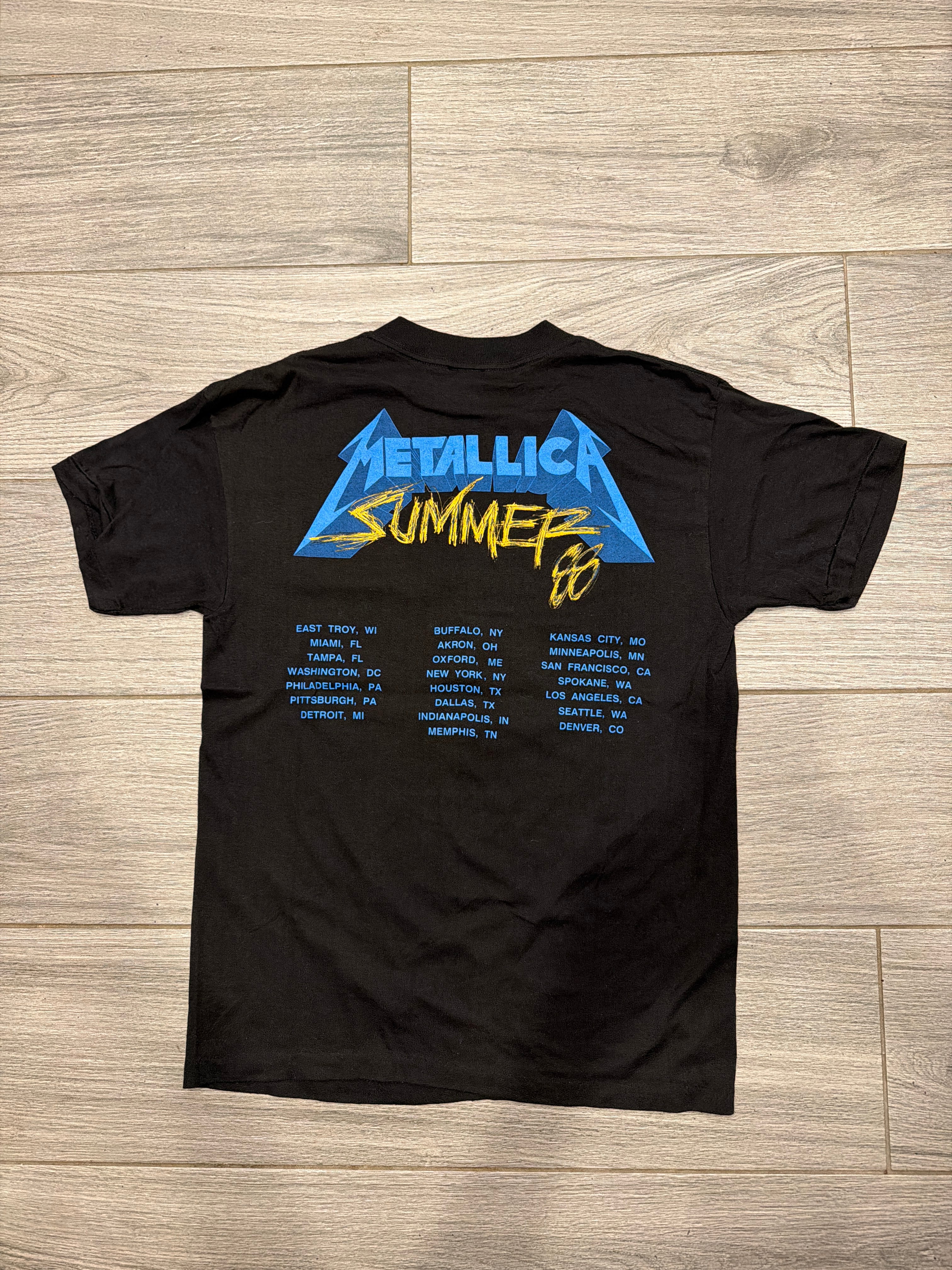 1988 Metallica And Justice For All Black Tour T-Shirt Summer Medium