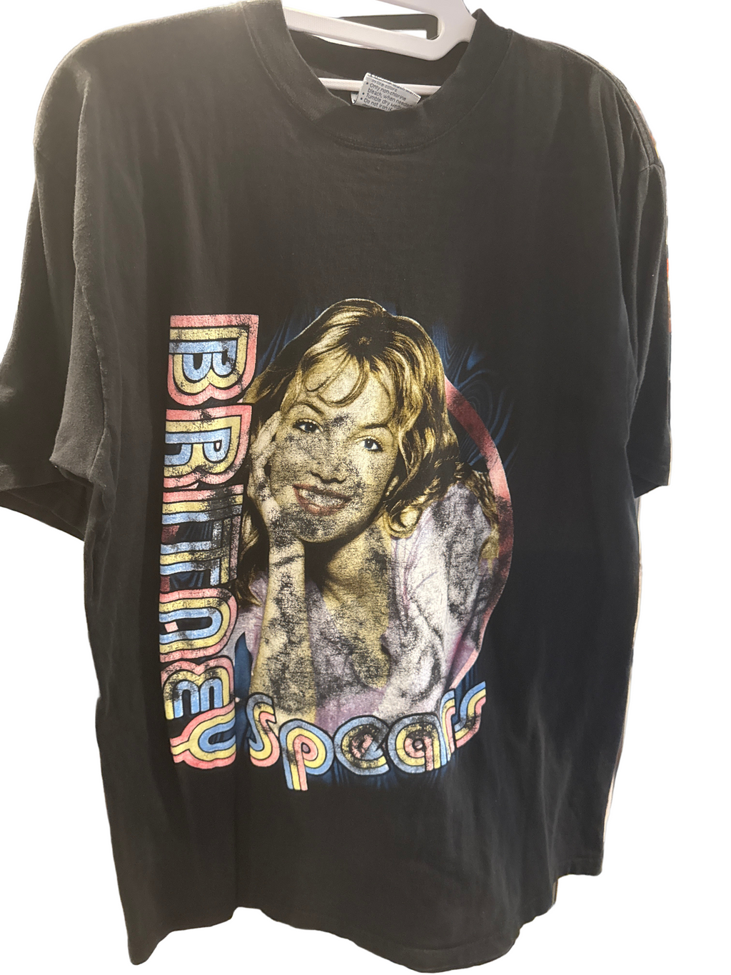 90s Britney Spears Baby One More Time RARE Faded Rap T-Shirt Large Black Allsport