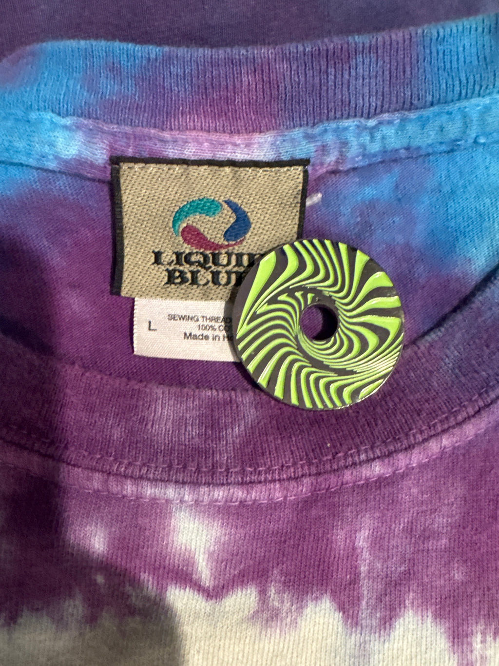 Grateful Dead Stained Glass Mandala Liquid Blue Tie Dye T-Shirt Large