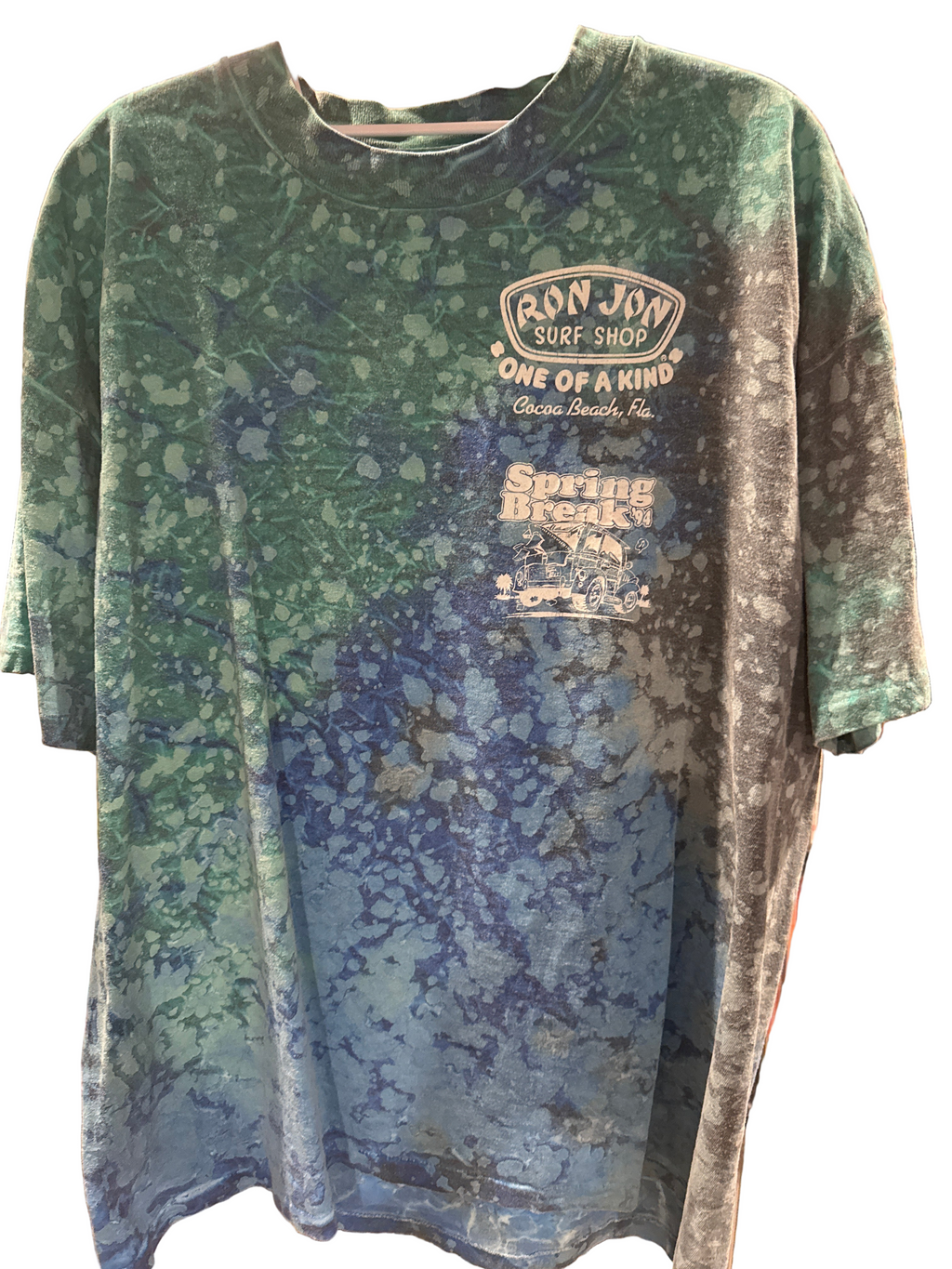1993/4 Ron Jon Surf Spring Break Splatter Tie Dye Green Blue Oneita Funny XL