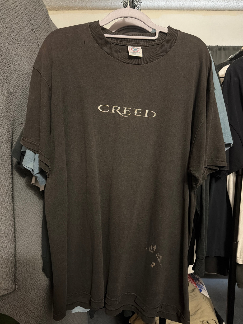 1999 Creed Human Clay Band T Shirt Large Black Delta Faded Band