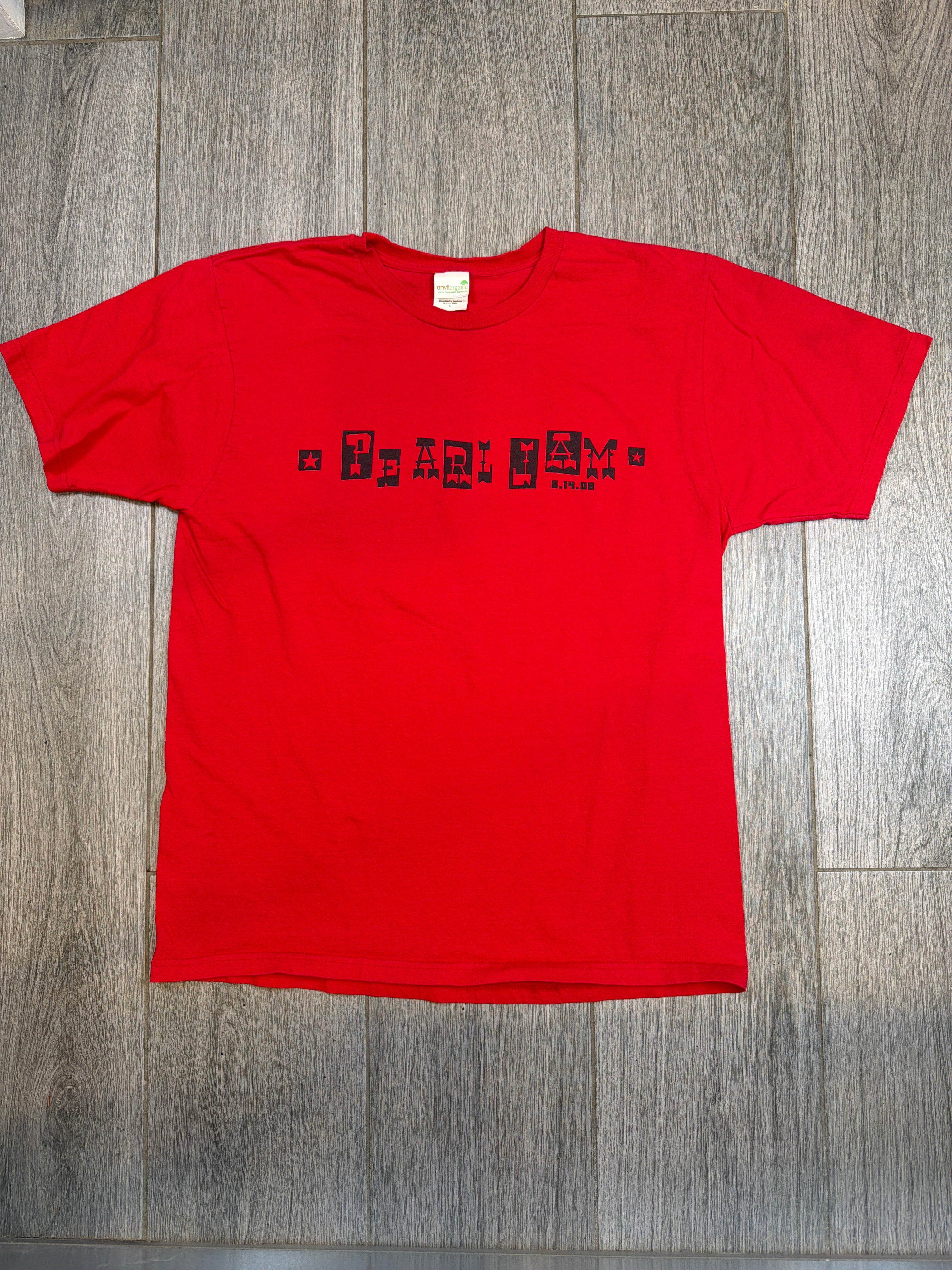 08 Pearl Jam Bonnaroo Festival Red T-Shirt Elvis Large