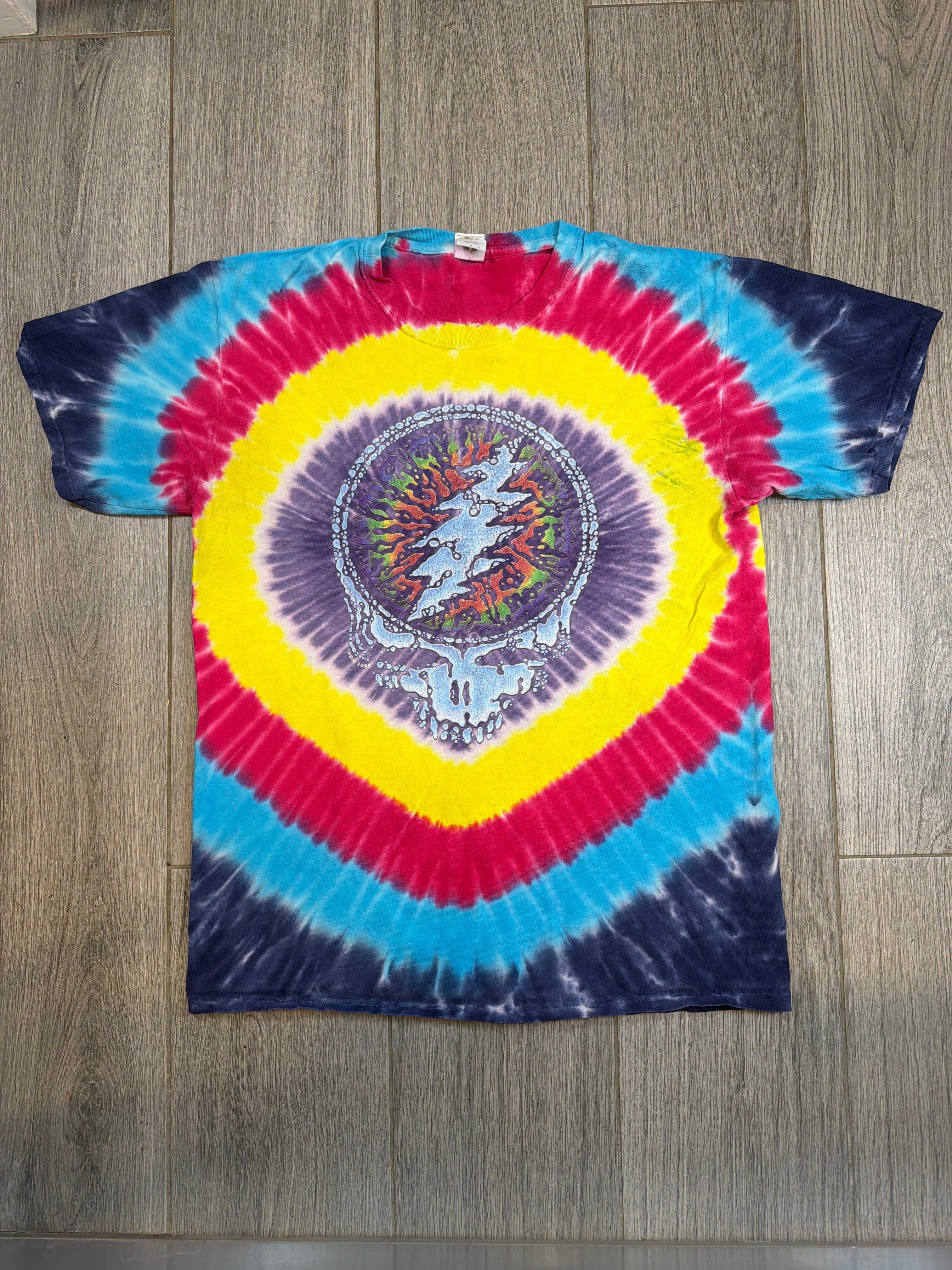 1995 Grateful Dead Liquid Skull Gildan Licensed Tie Dye T-Shirt Large