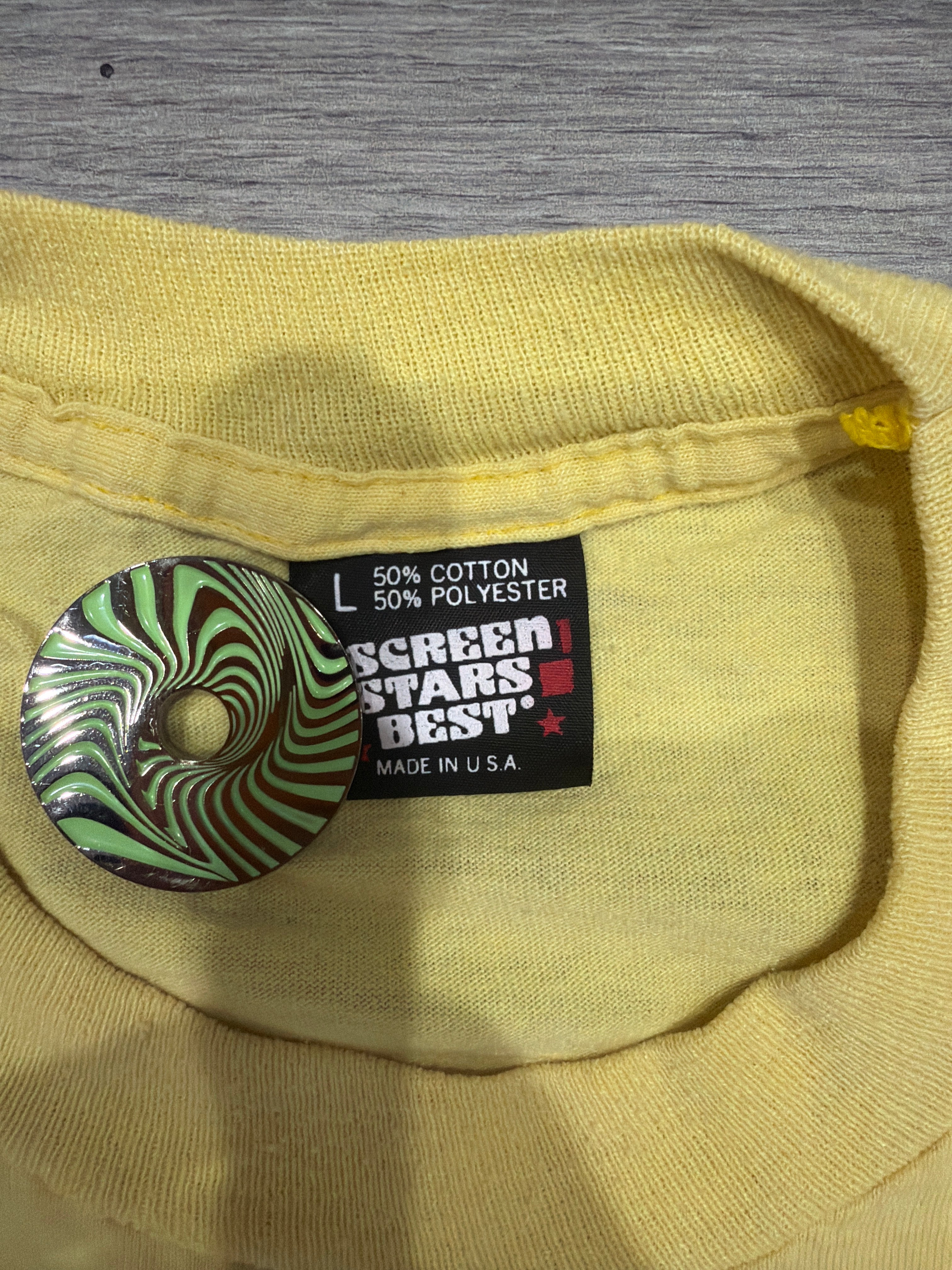 80s Generic Lotto Cash Faded Yellow Screen Stars T-Shirt M/L