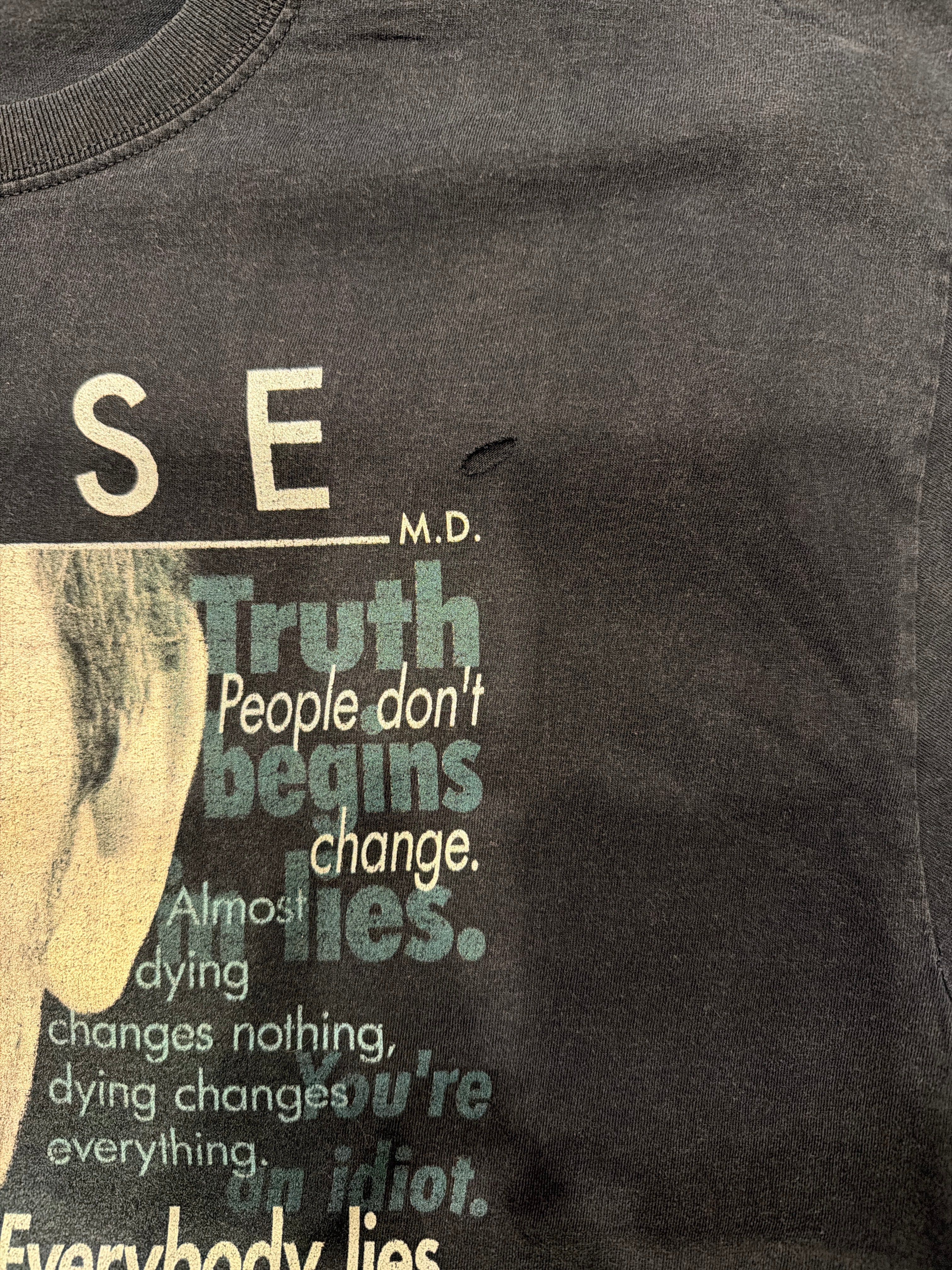 00s Dr House TV Show Promo Black T-Shirt Hugh Laurie Large