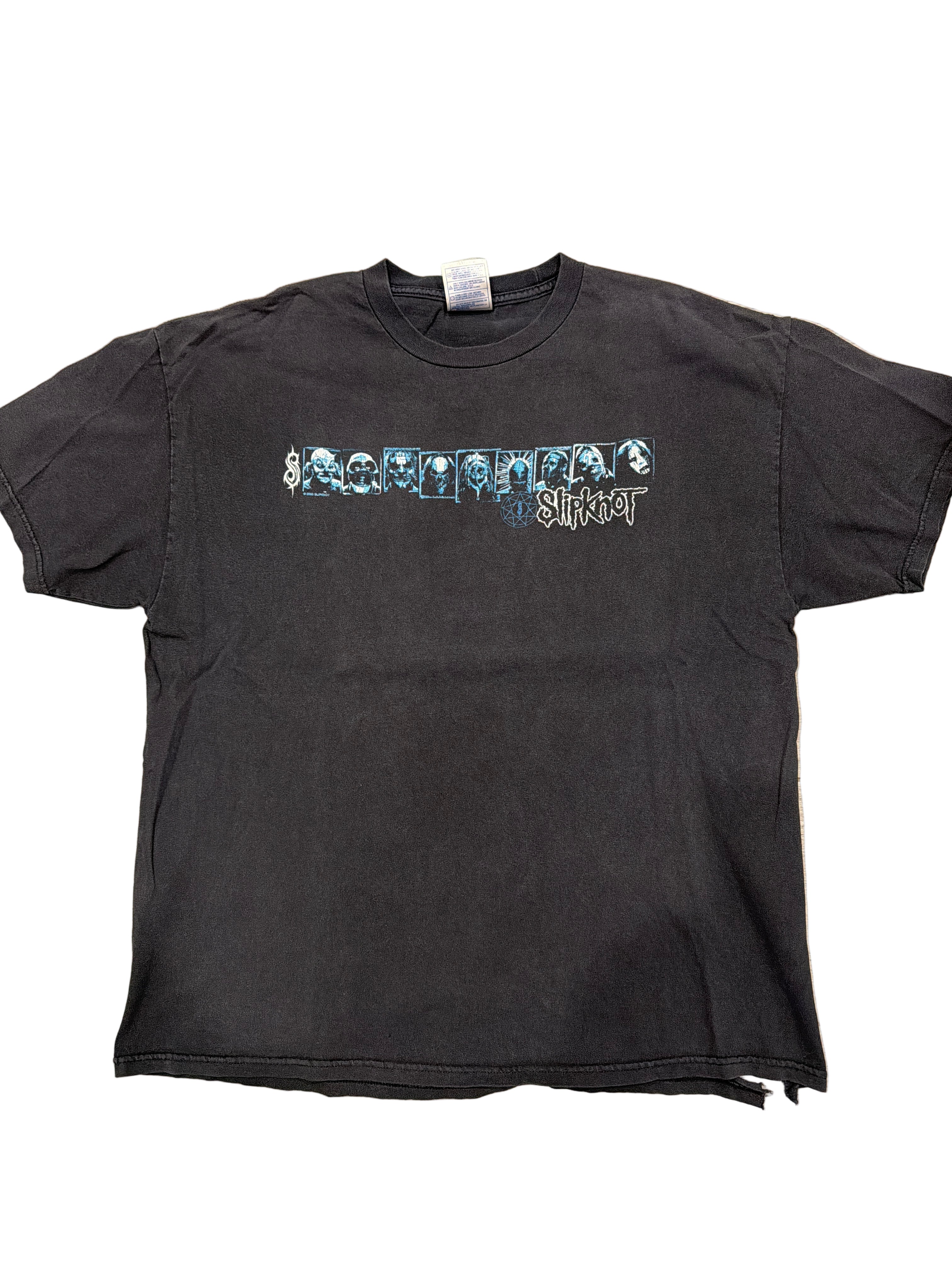 00s Slipknot Thrashed Blue Band Faces Tennessee River XL T-Shirt