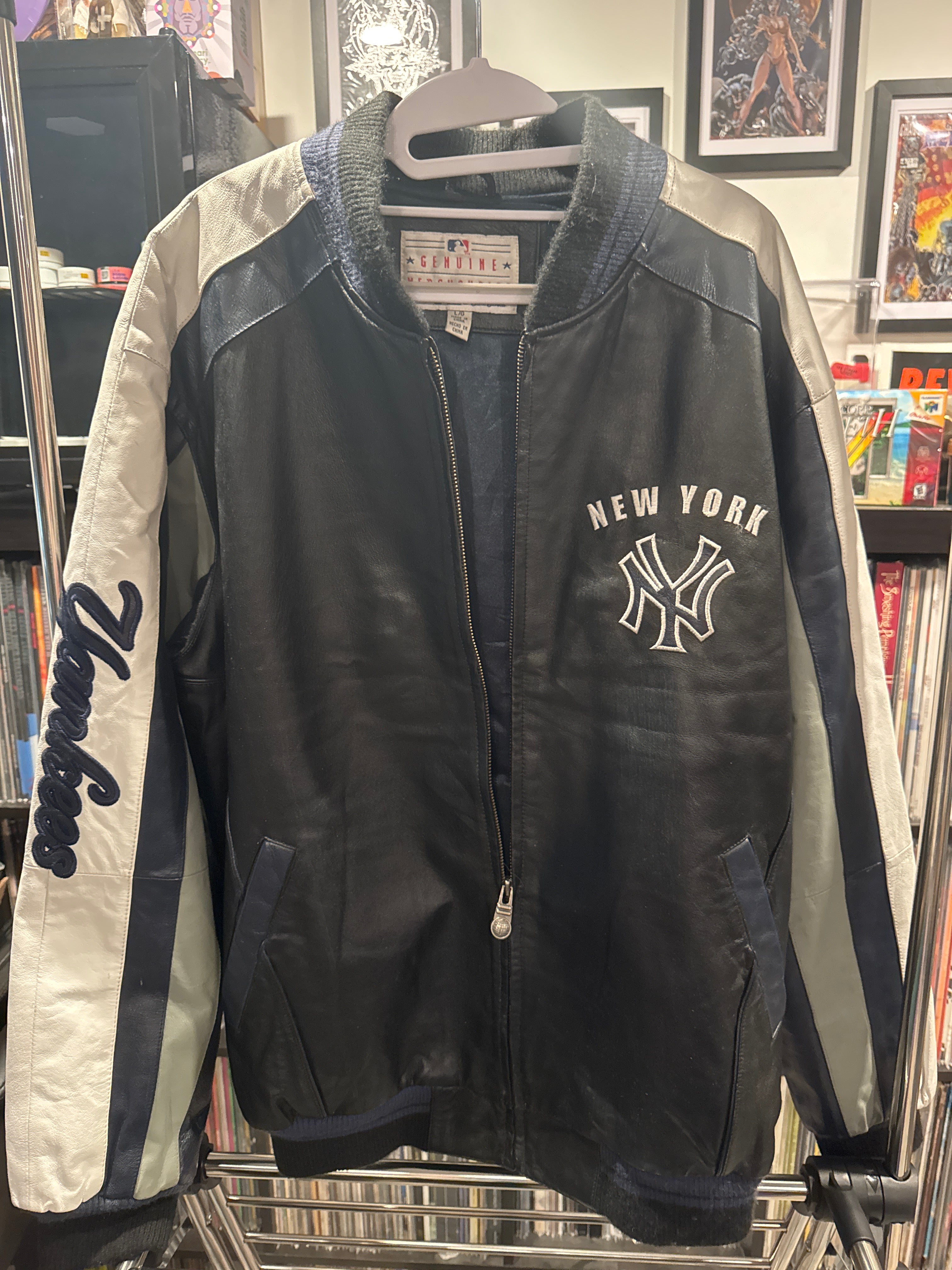 Vintage MLB Genuine Merchandise G-III Carl Banks L New York Yankees Leather Jacket