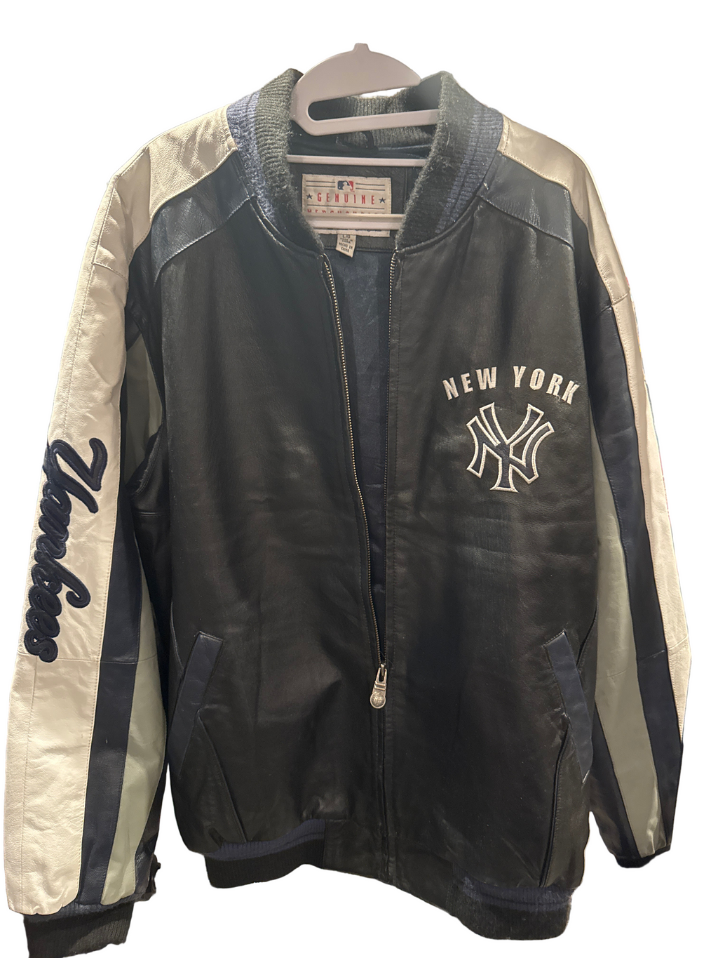 Vintage MLB Genuine Merchandise G-III Carl Banks  New York Yankees Leather Jacket Large