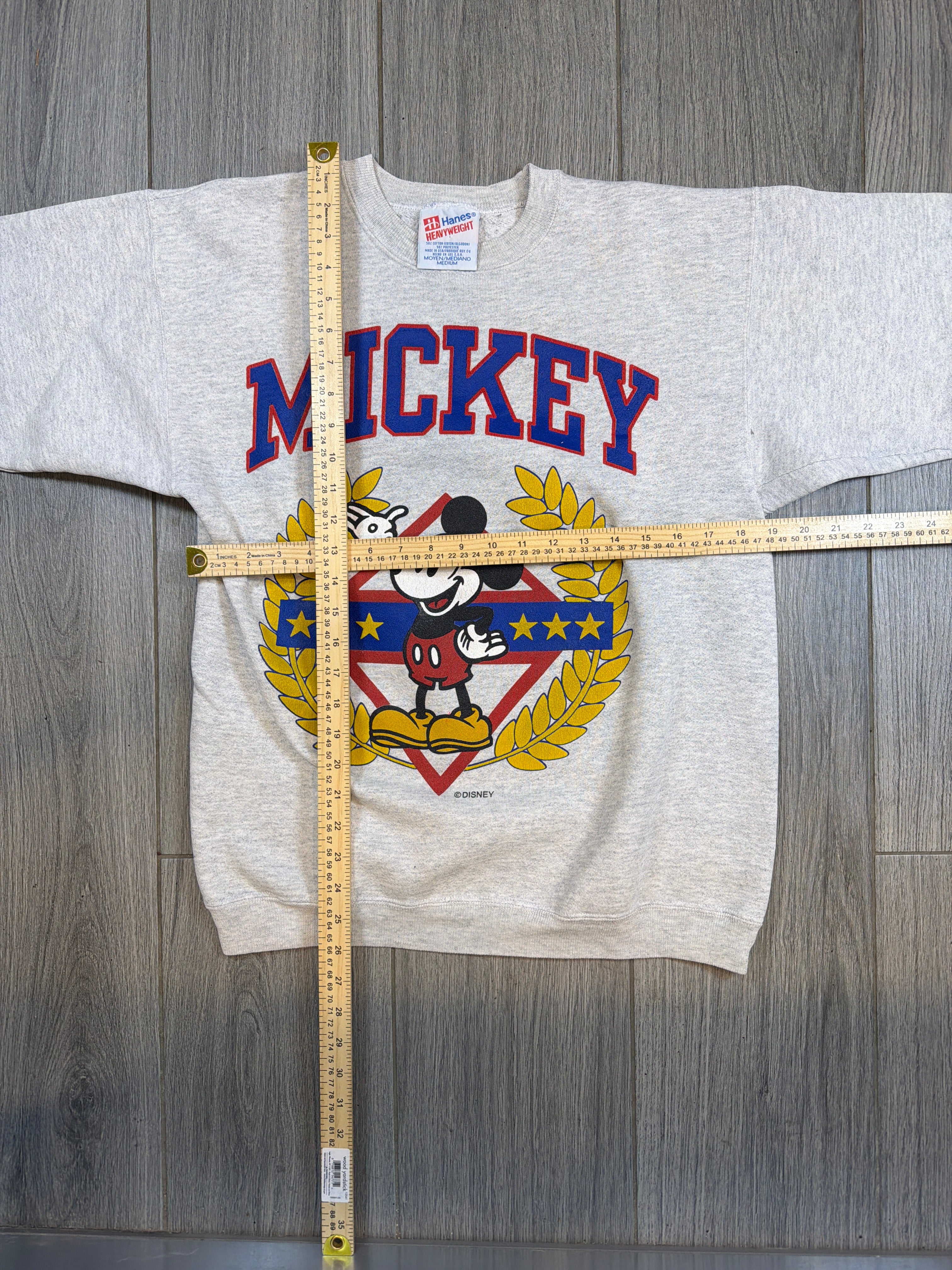Disney Mickey Mouse 90er Rundhals-Sweatshirt, meliert, Größe M