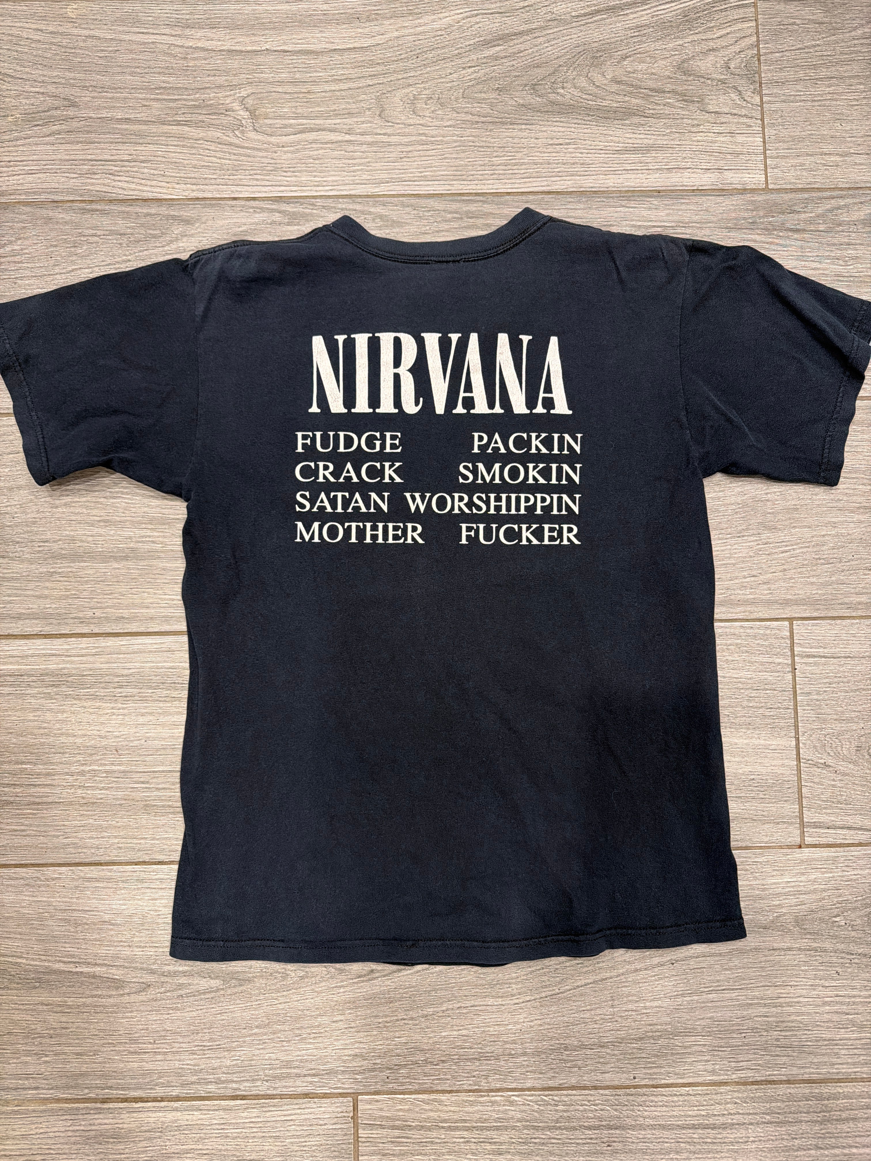 03 Nirvana Vestibule Double Sided Anvil Black T-Shirt Medium