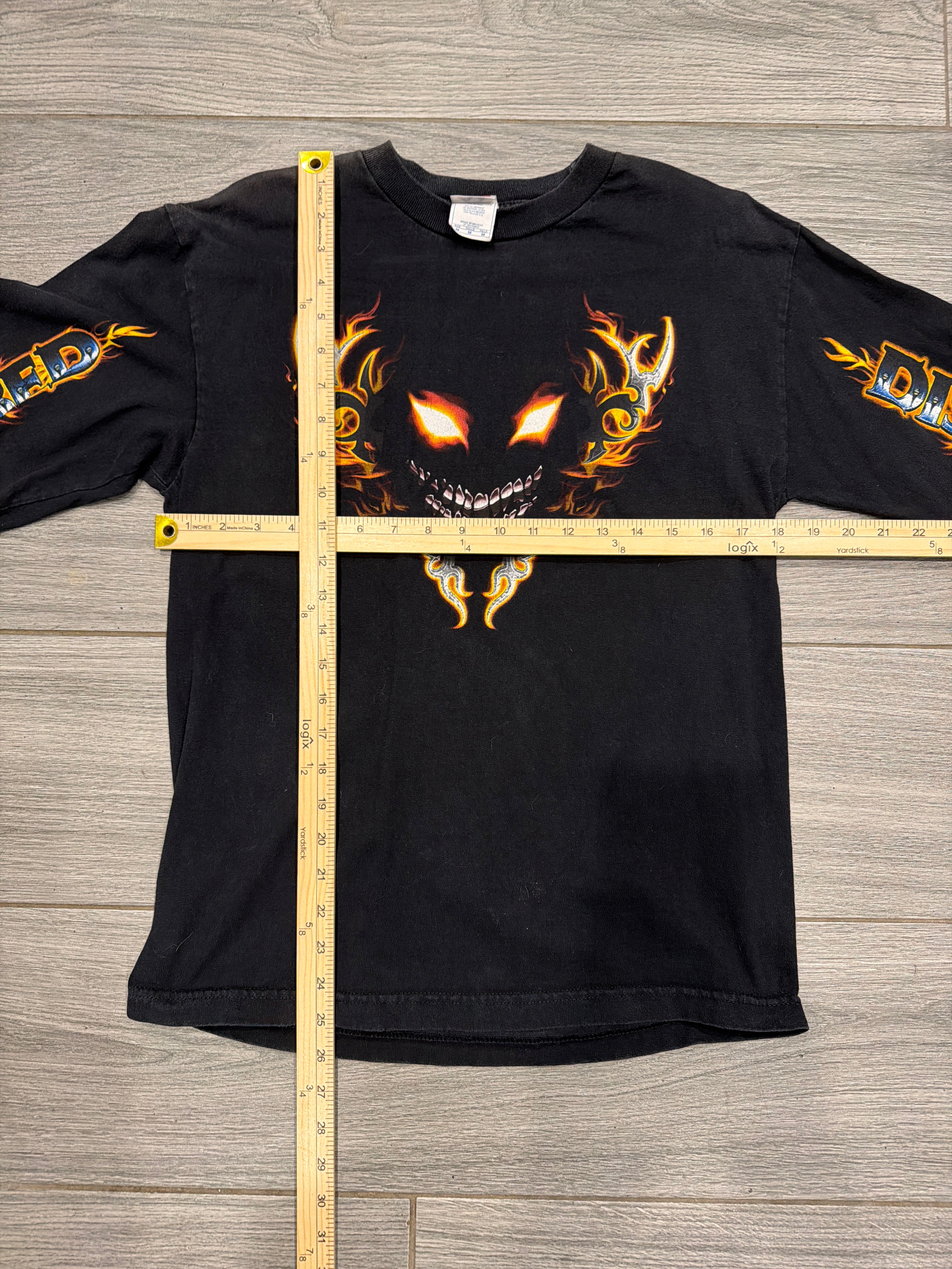 2000 Disturbed Long Sleeve Nu Metal Band Black T-Shirt Medium