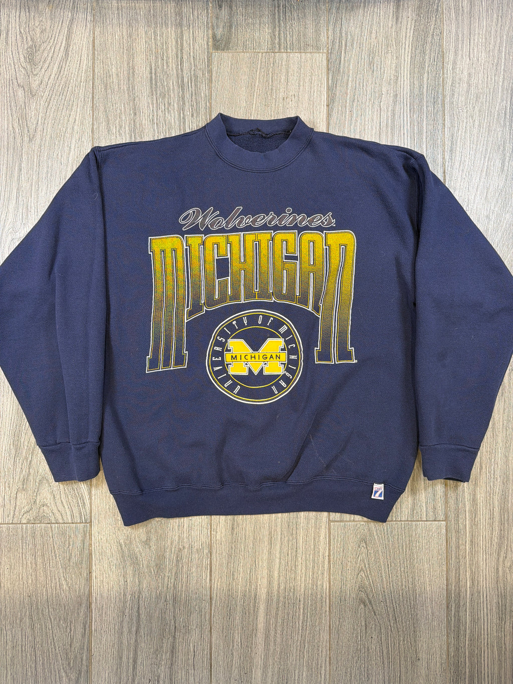 University of Michigan Wolverines Football 90s Blue Crewneck Sweatshirt Large