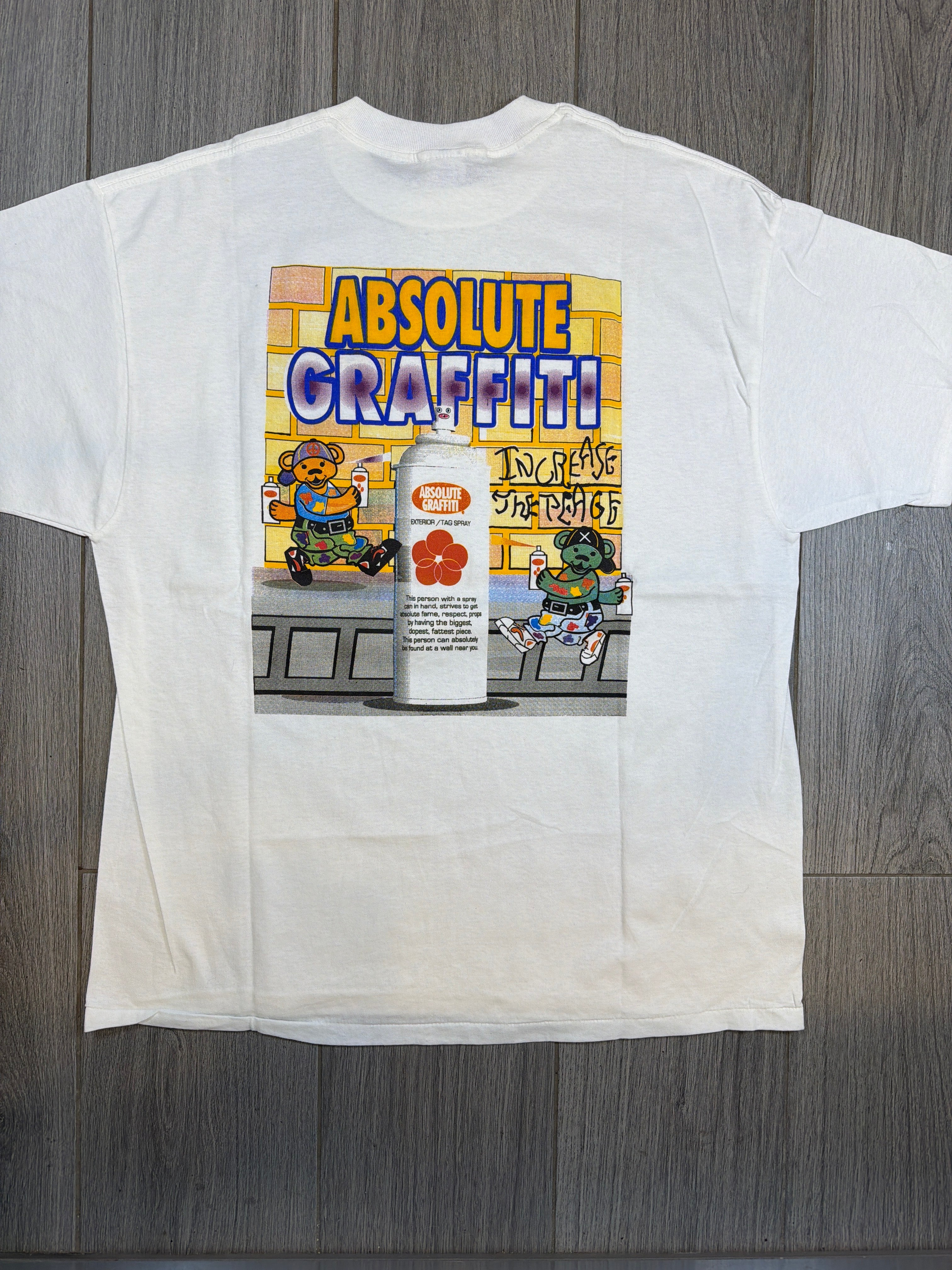 Absolute Graffiti Grateful Dead Bear 90s Delta Double Sided White T-Shirt XL
