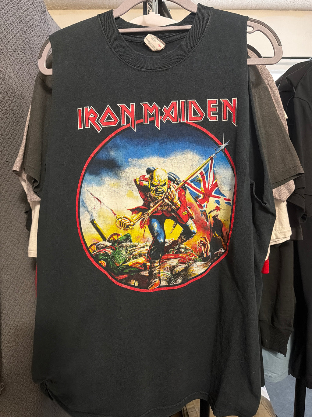 Late 90s/Early 00s Iron Maiden The Troop Women's Cutoff Black T Shirt L