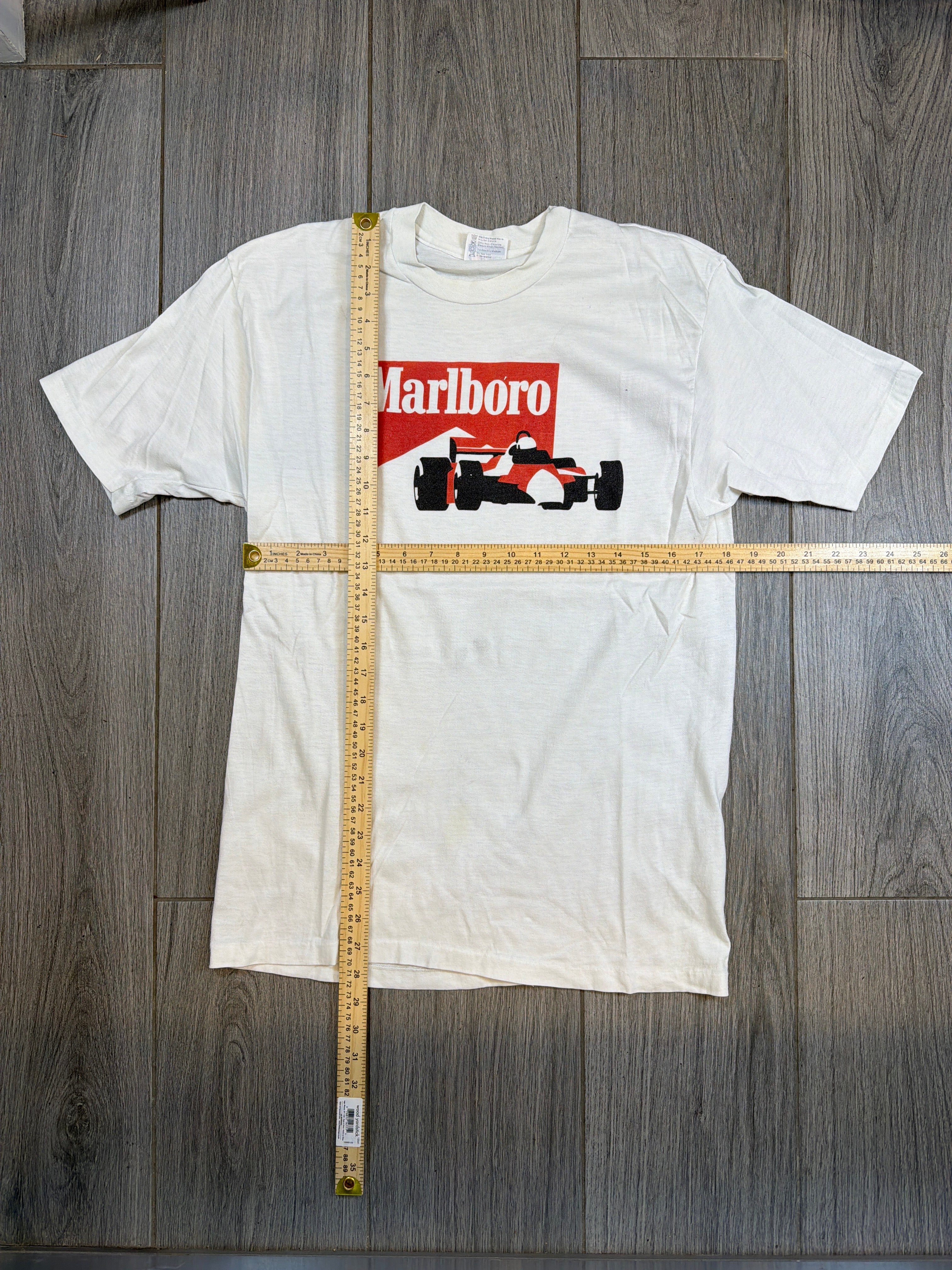80s Marlboro F1 Formula One Racing Promo White T-Shirt XL