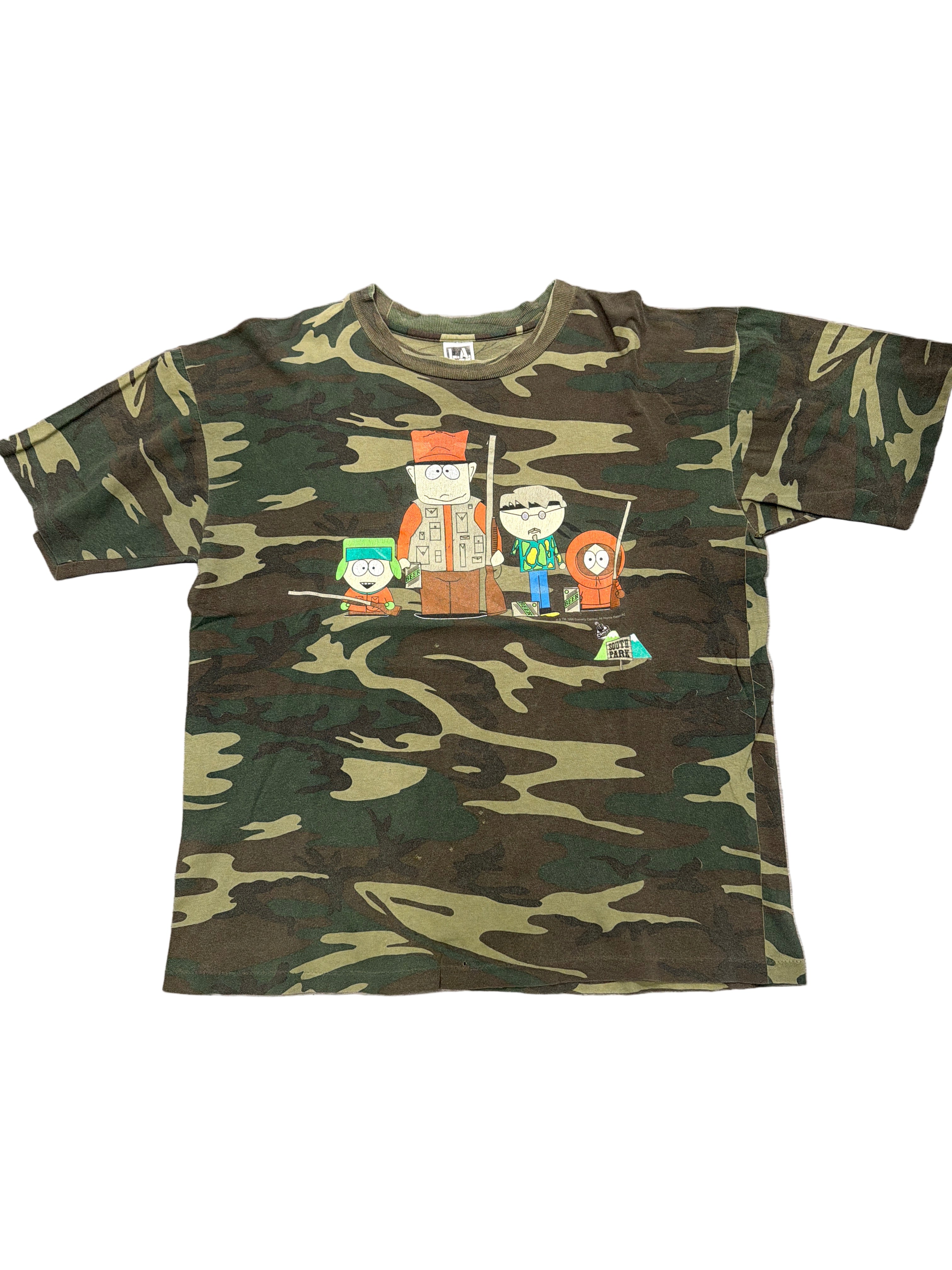 1998 South Park Camouflage Hunters XL Comedy Central T-Shirt Camo