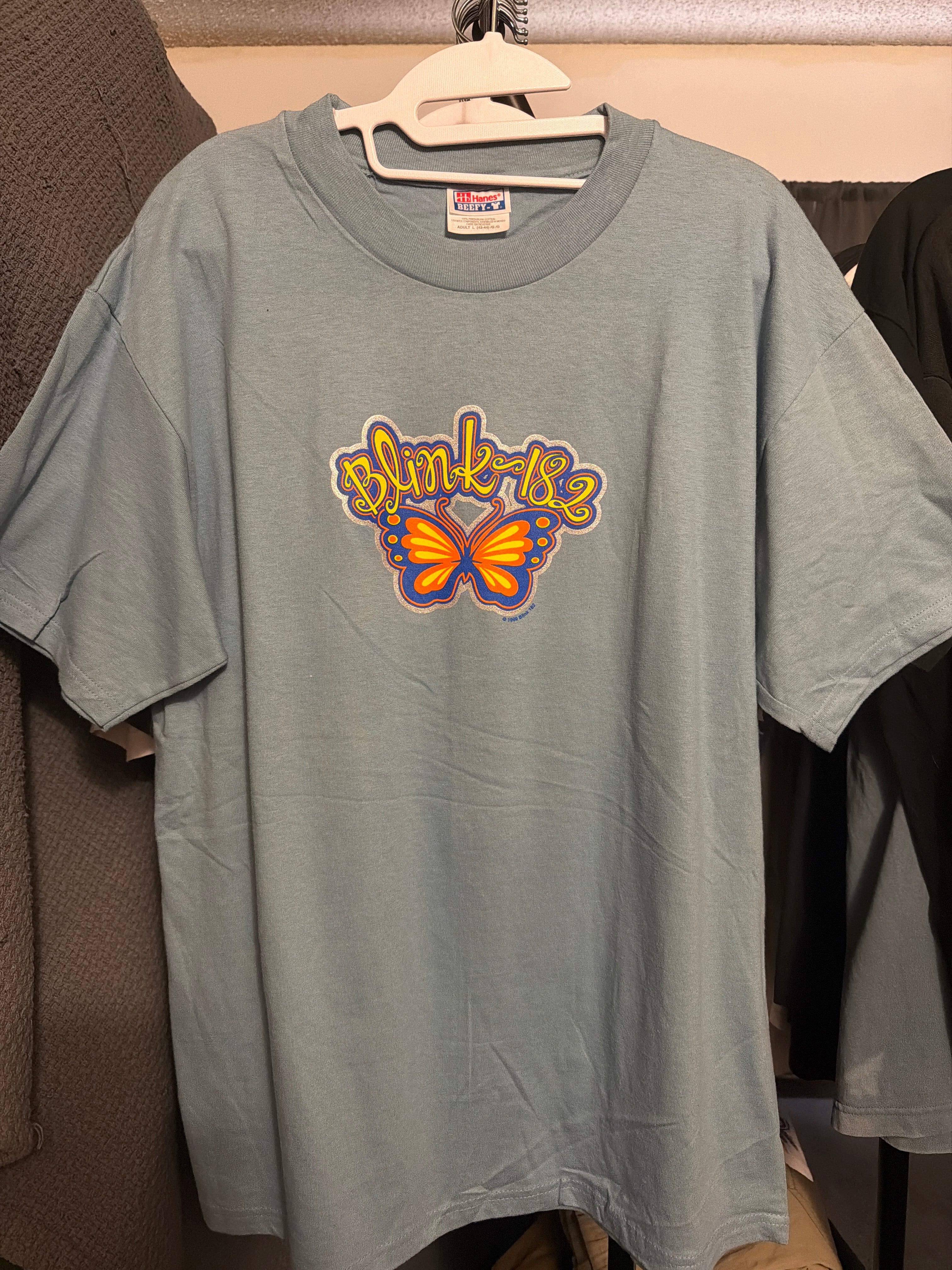 1999 Blink 182 Butterfly Pop Punk Band Blue T Shirt Deadstock