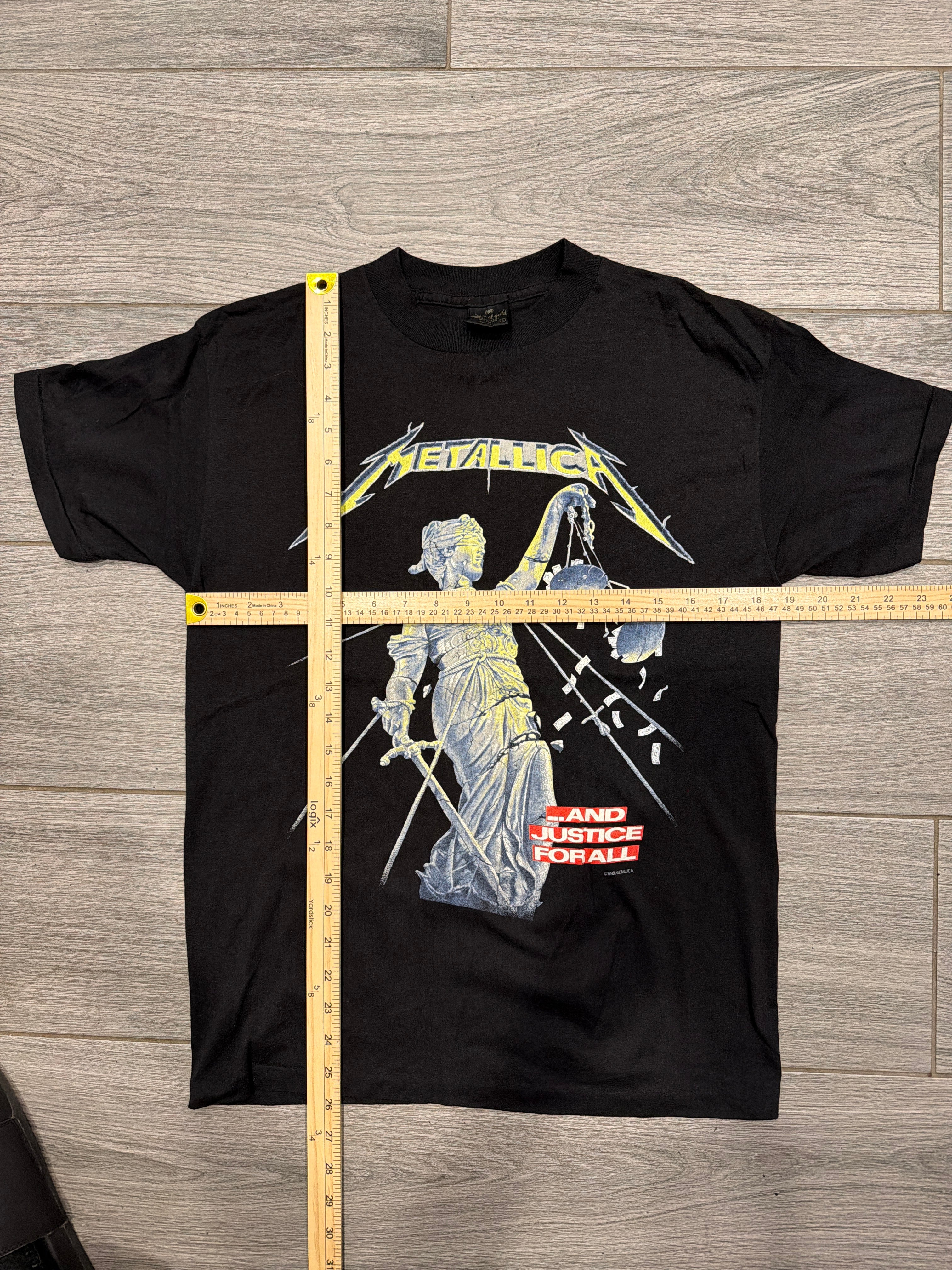 1988 Metallica And Justice For All Black Tour T-Shirt Summer Medium