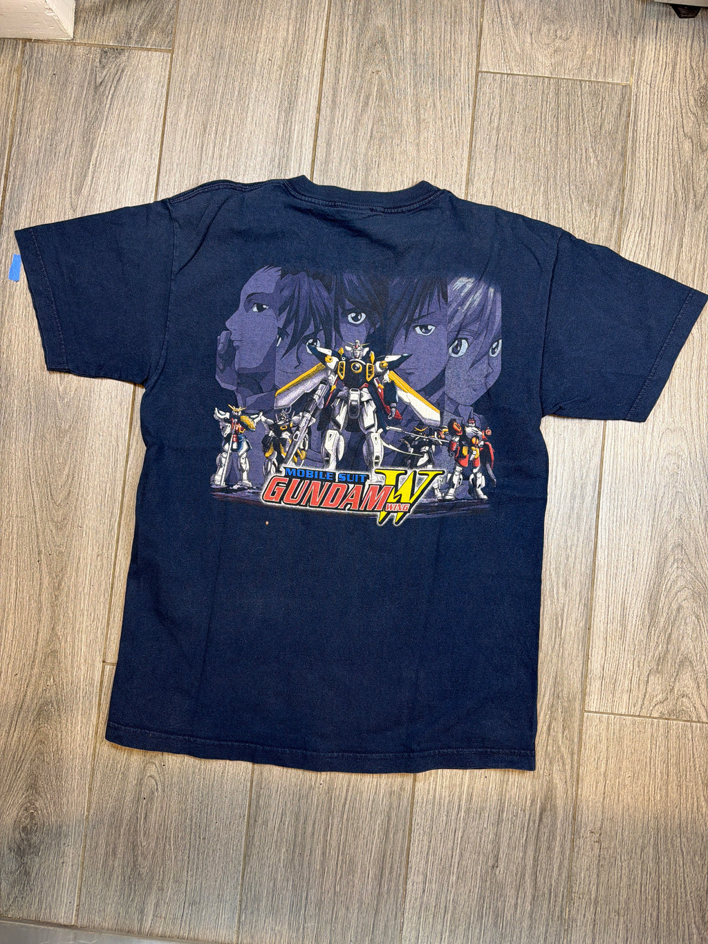 Y2K Gundam Wing Mobile Suit Blue T-Shirt Large
