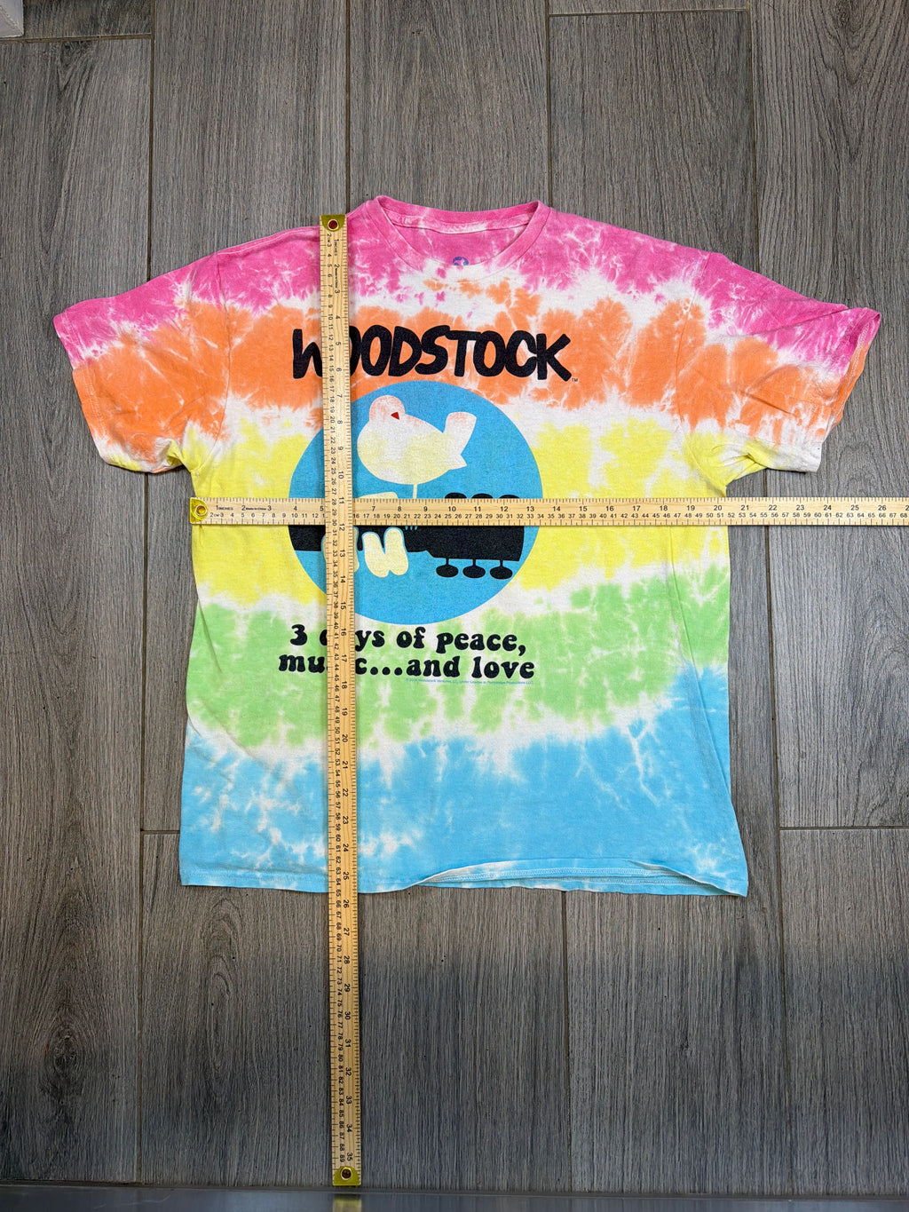Print Tag Liquid Blue Woodstock 3 days Tie Dye T-Shirt Large