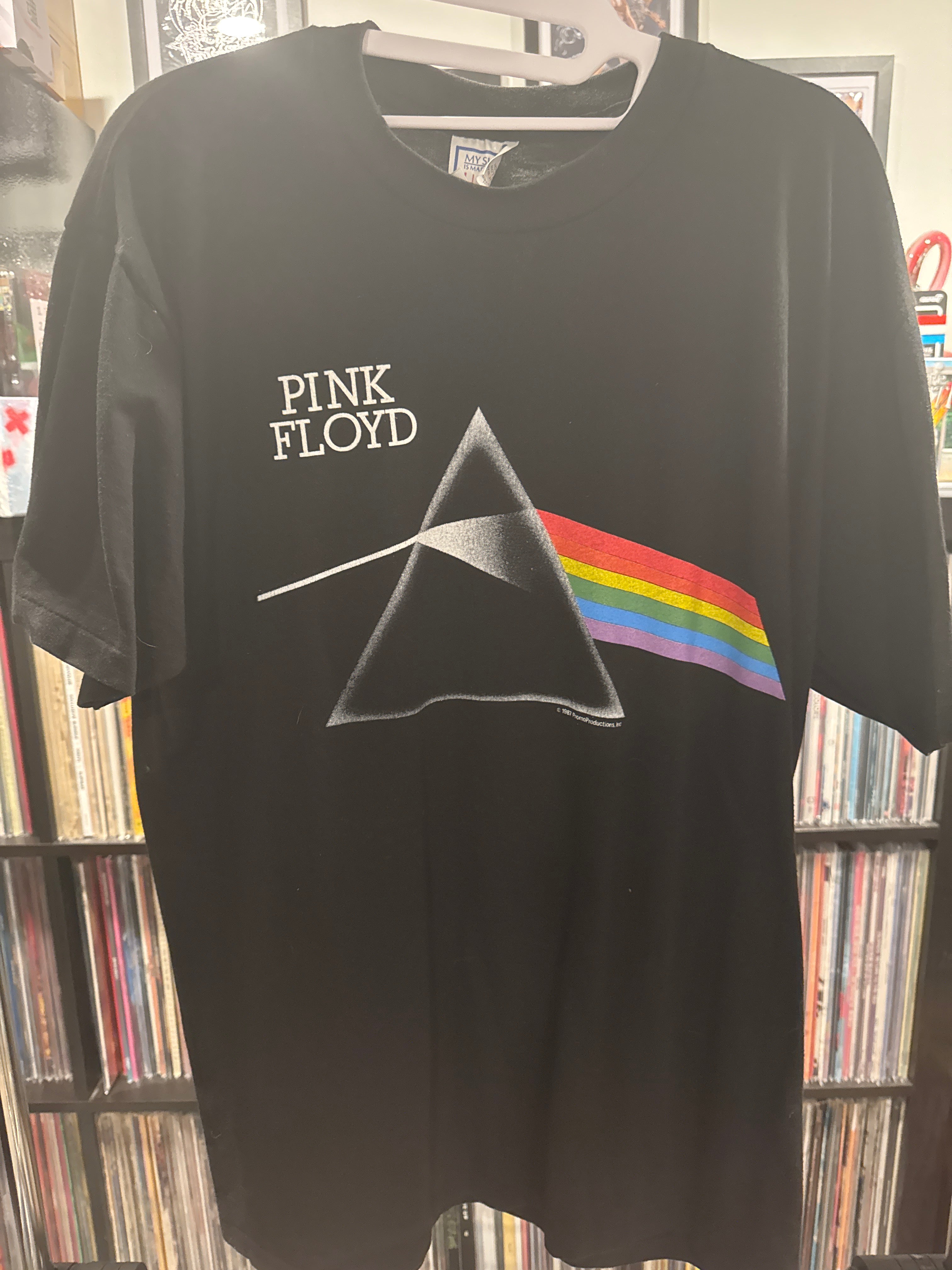 1987 Pink Floyd Dark Side of the Moon Tour XL Black Prism Dates Back