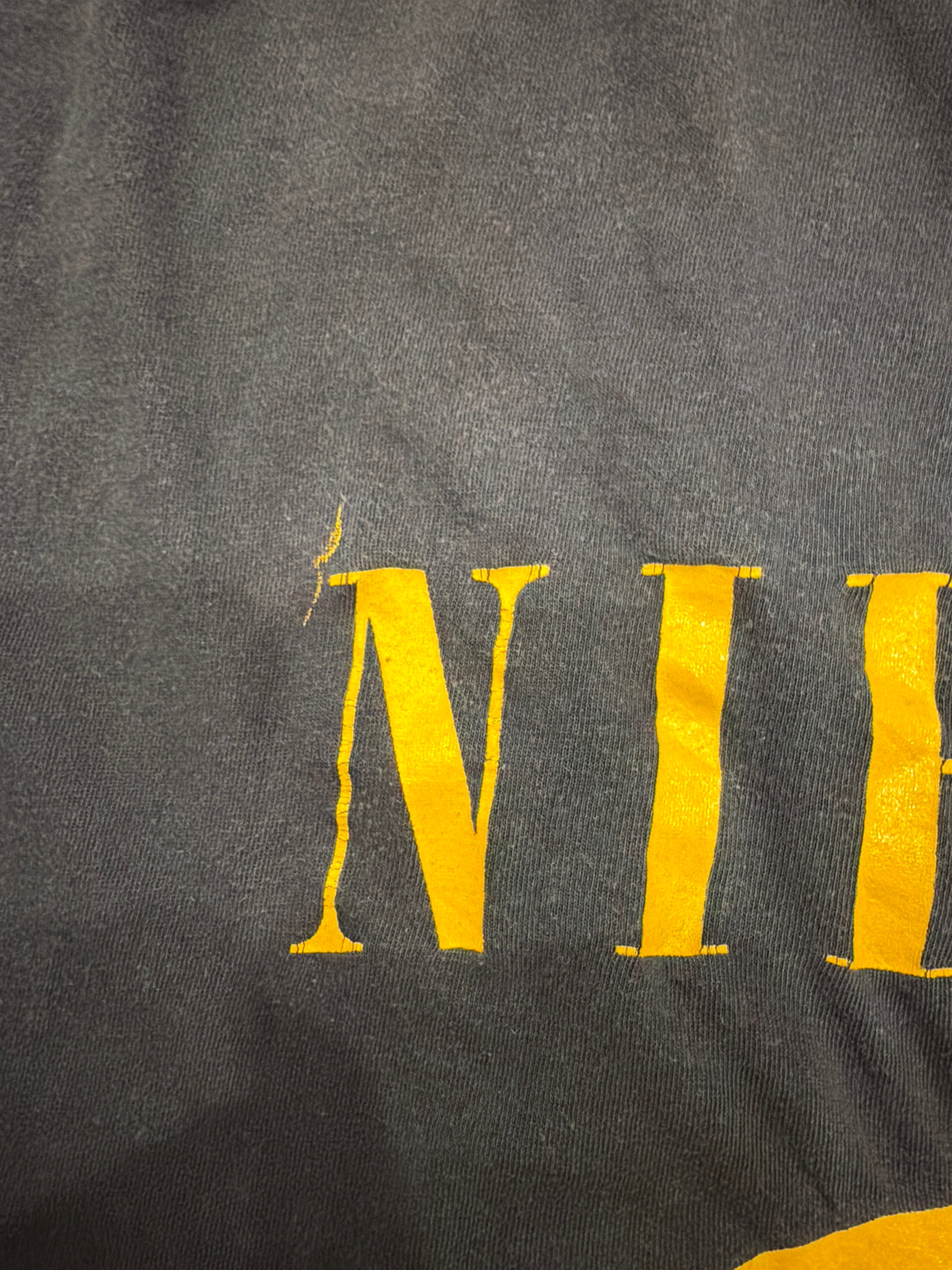 1992 Nirvana Smiley Euro Kurt Cobain Grohl Black T-Shirt Medium